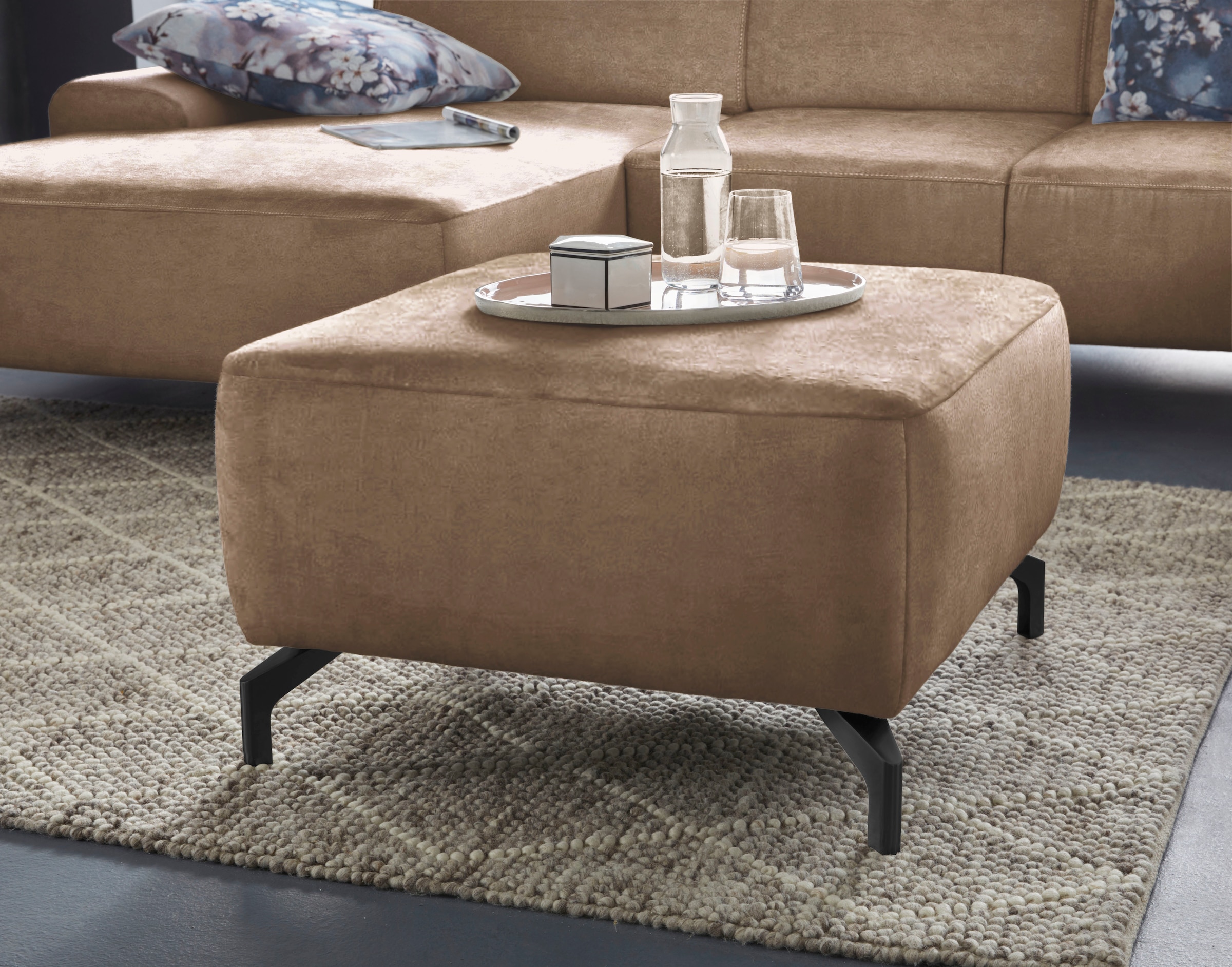 Image of sit&more Hocker "Gizeh" Fusshöhe 12 cm, wahlweise in 2 unterschiedlichen Fussfarben