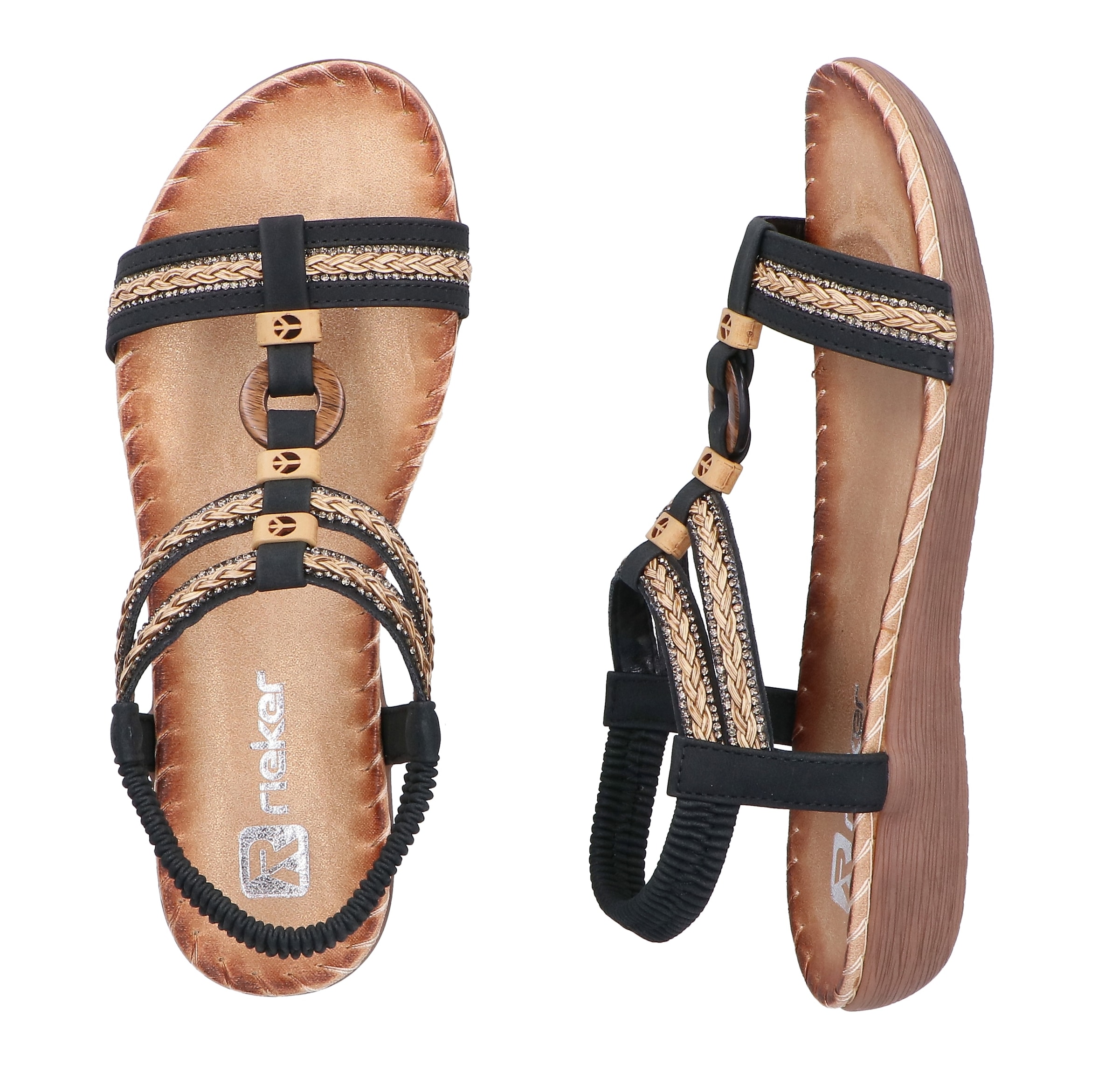 Rieker Sandale  chaussure d’été, chaussure de vacances, sandale à enfiler avec élastique