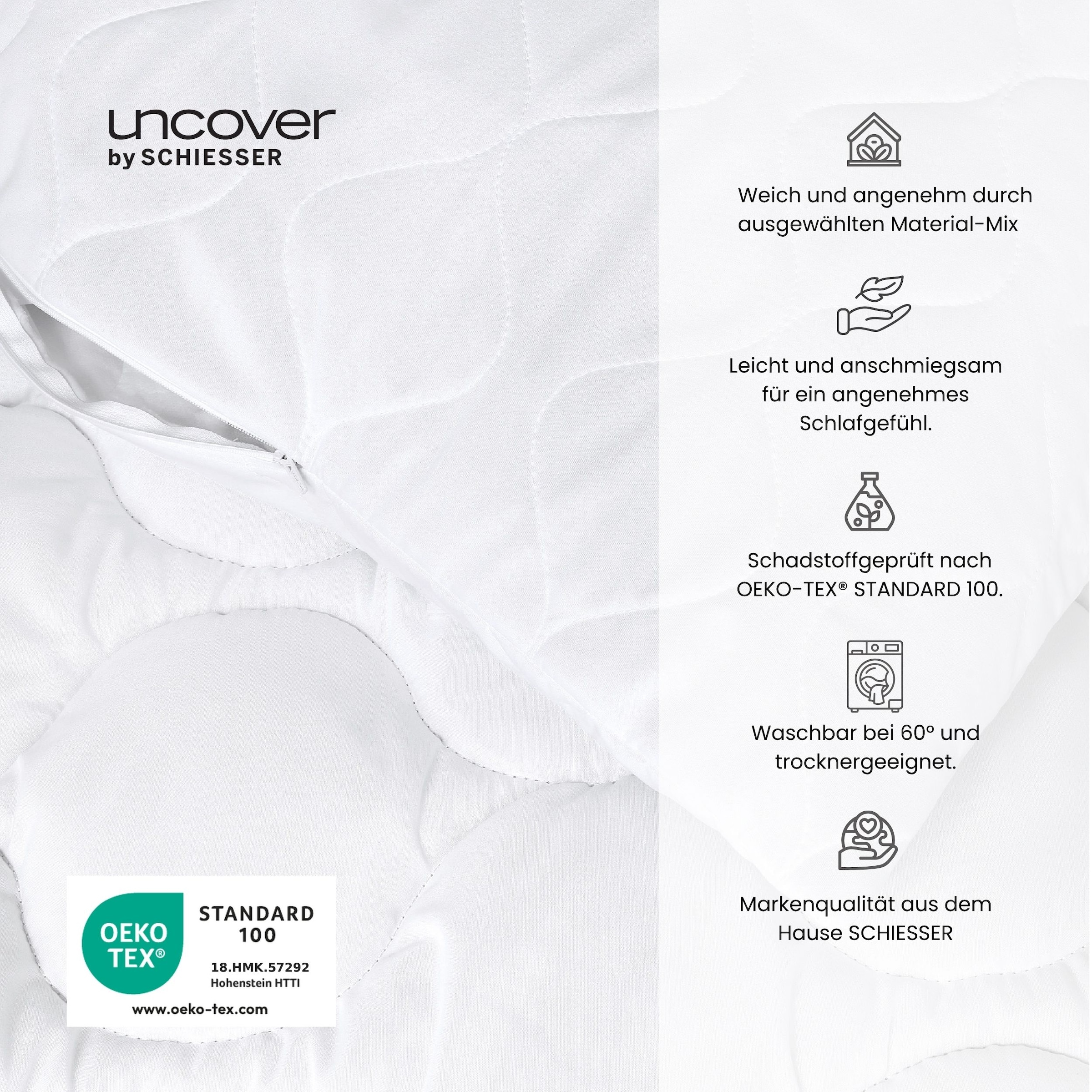 uncover by SCHIESSER Couette microfibre »Chelsea aus pflegeleichter Mikrofaser individuell anpassbare Füllung« normal 1 cuis tlg. remplissage en fibres de polyester recyclé