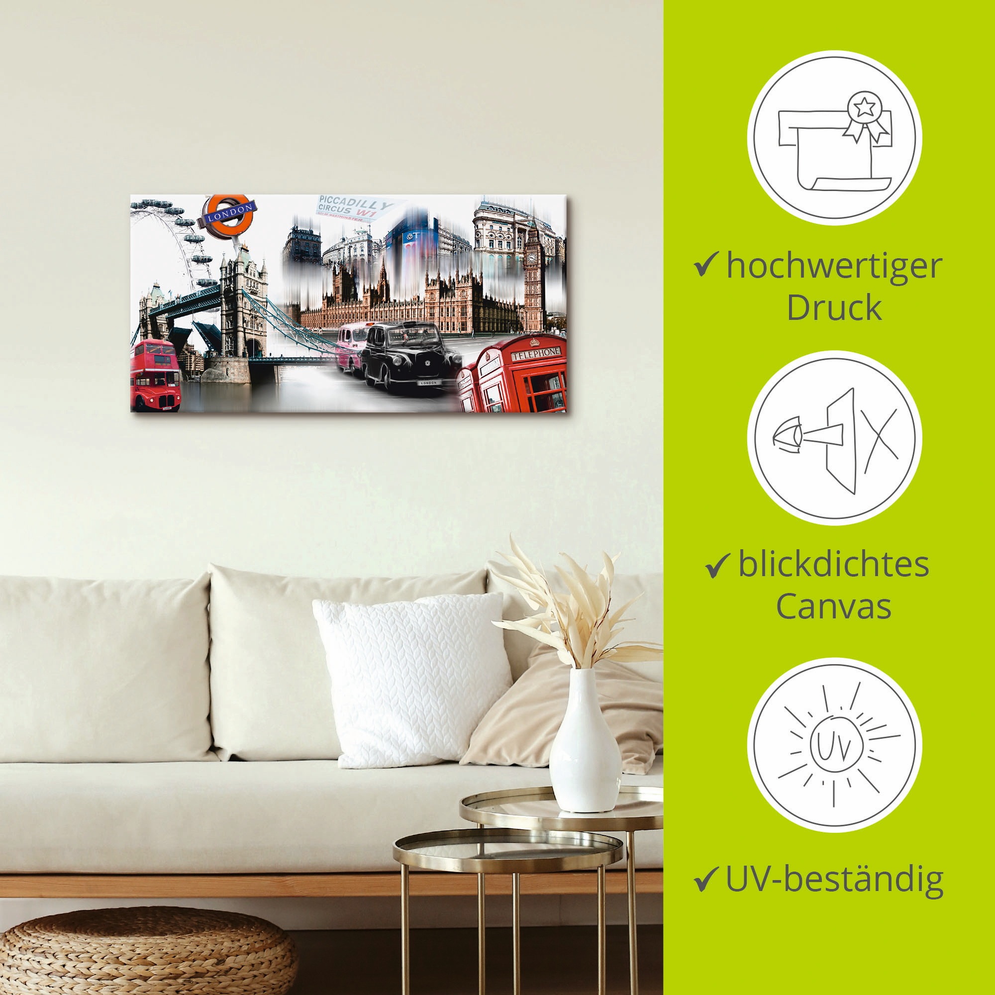 Artland Wandbild »London Skyline Collage IV«, Grossbritannien, (1 St.), als Leinwandbild, Poster, Wandaufkleber in verschied. Grössen