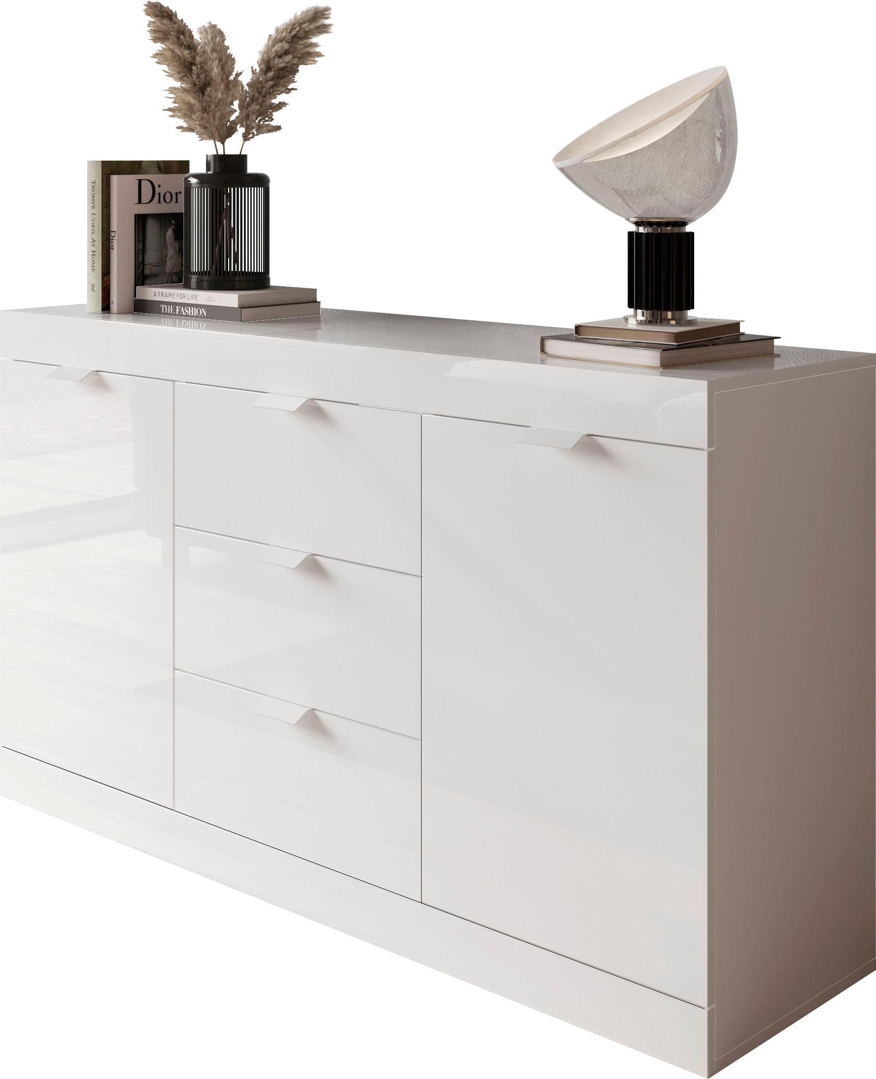 LC Sideboard »Slim«, Breite 136 cm, weiss Hochglanz Lack