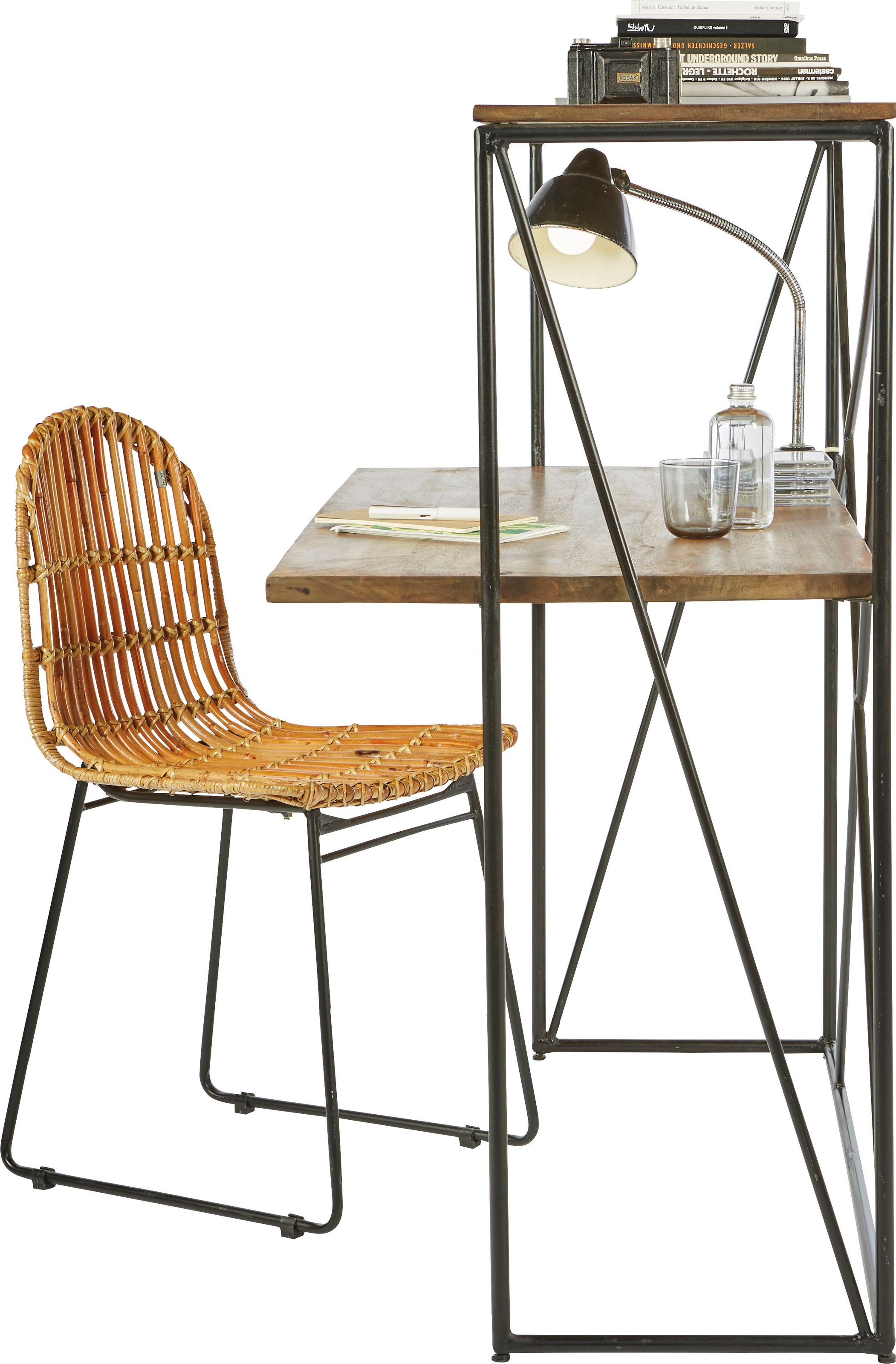 SIT Sekretär »T-NEST SHELF OFFICE LOW« mittelhohes, offenes Sekretärregal, aus Mangoholz und Metall