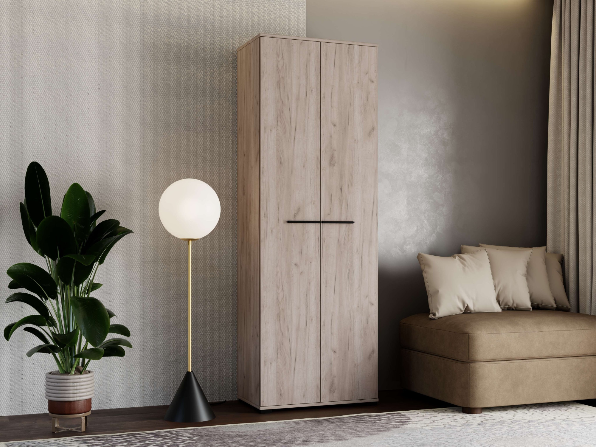 Home affaire Armoire vestiaire »Lorca Drehtürenschrank, Dielenschrank , Flurschrank, Mehrzweckschrank« Design moderne effet chêne avec chants ABS, 2 portes
