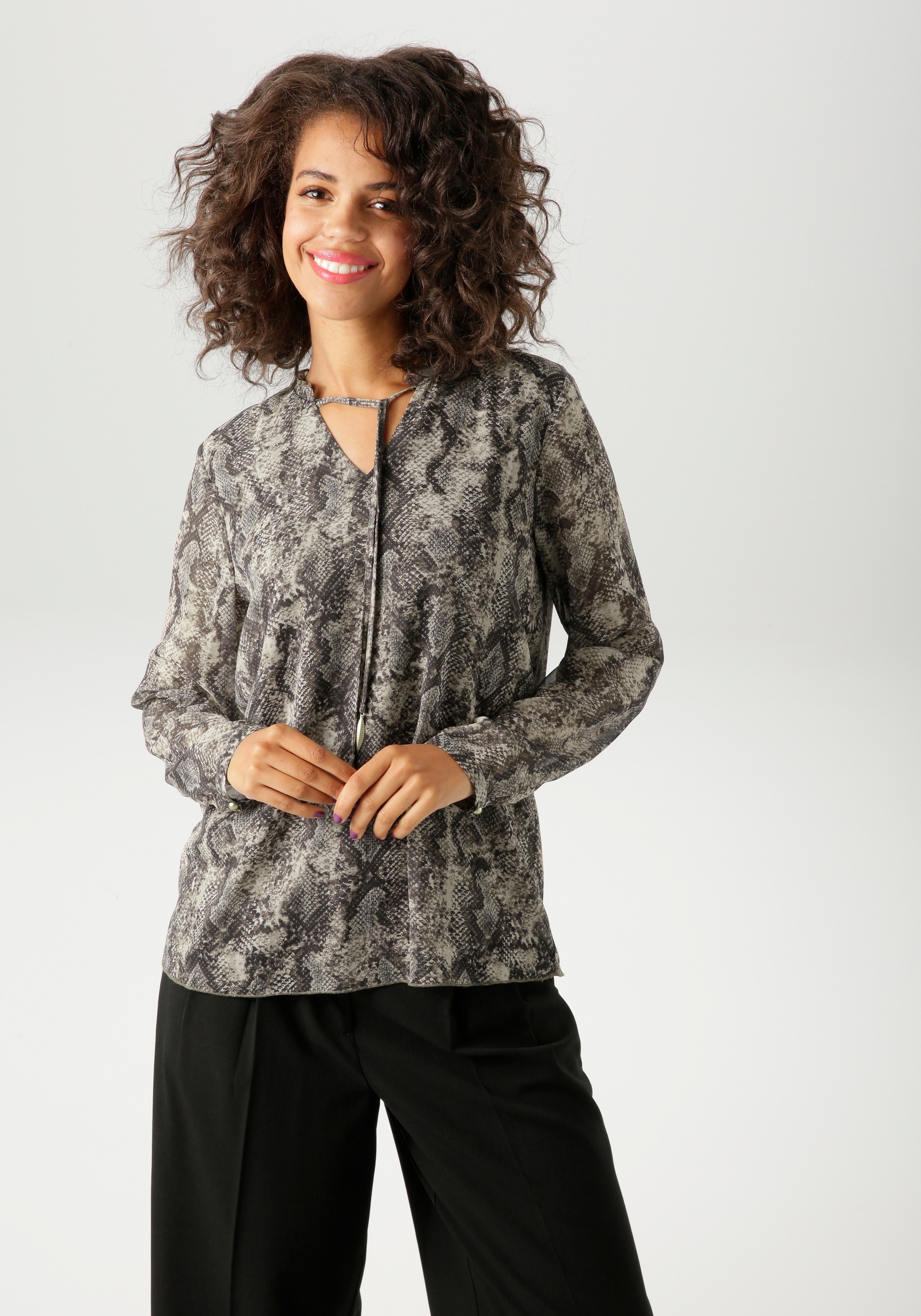 Aniston CASUAL Schlupfbluse, mit trendigem Schlangendruck - jedes Teil ein Unikat - NEUE KOLLEKTION