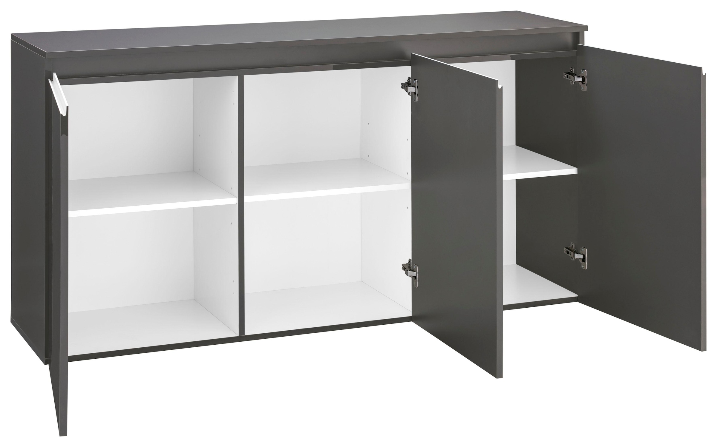 INOSIGN Kommode »Magic, Kommode, Schrank«, mit 3 Türen, Komplett Hochglanz lackiert, (B/T/H) 150x40x81 cm