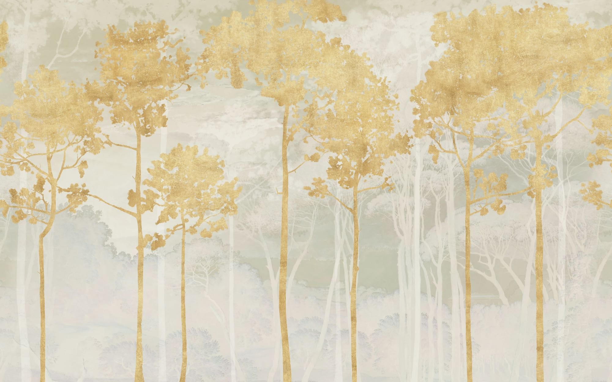 Komar Fototapete »Vlies Fototapete - Golden Pines - Grösse 400 x 250 cm« Motiv | bedruckt glatt