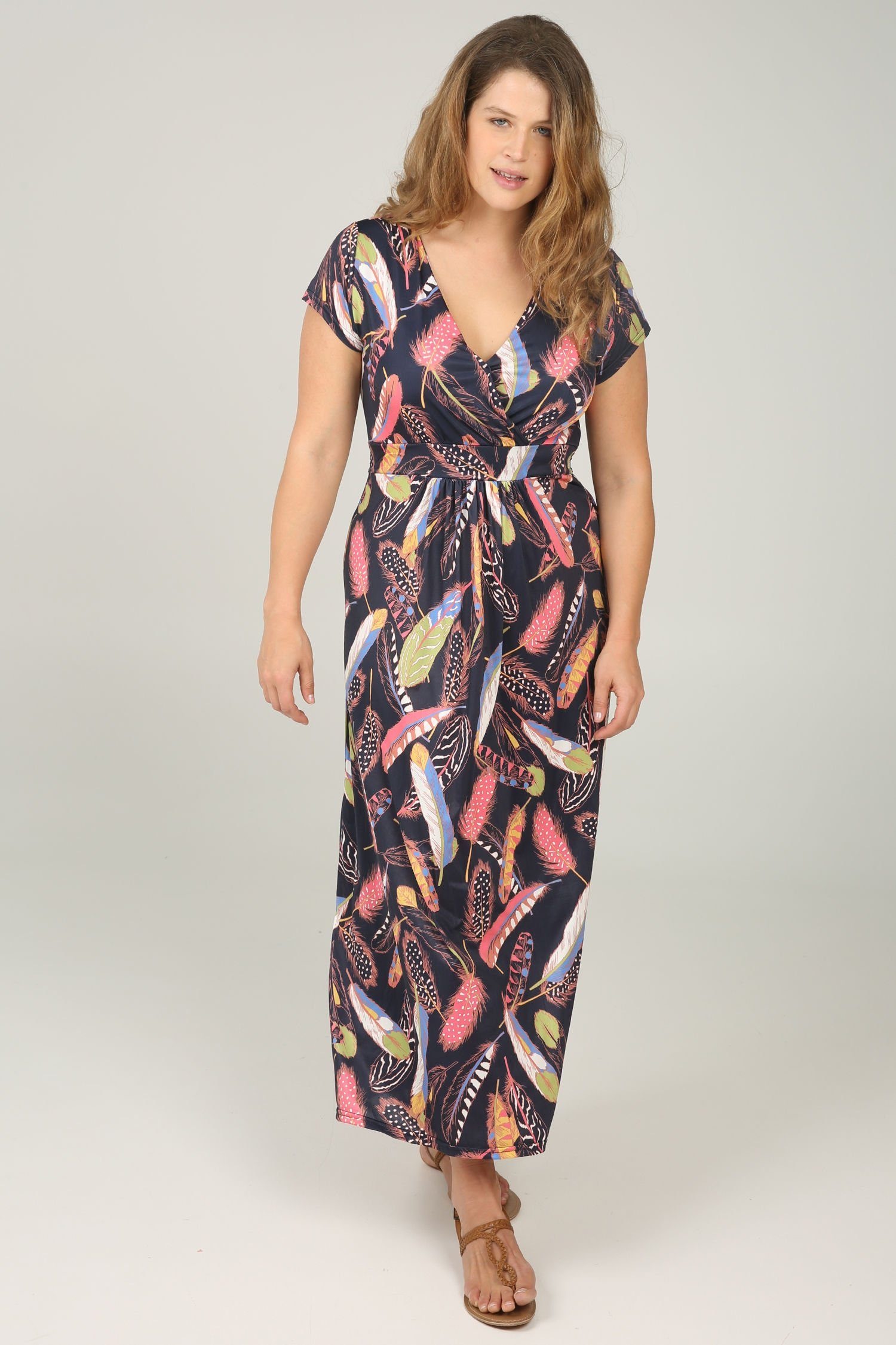 Maxikleid »Langes Kleid mit Feder-Print«