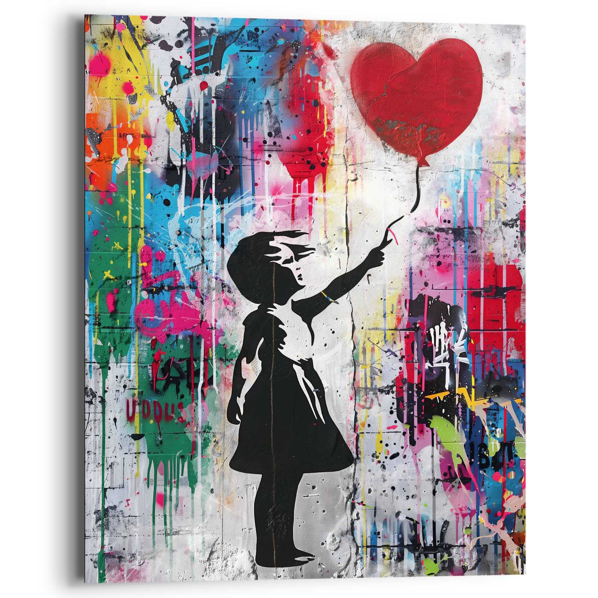 Image of Reinders Deco-Panel "Graffiti-Ballon" Teenager Zimmer - Inspiriert von Banksy - Mehrfarbig - MDF -Street Art