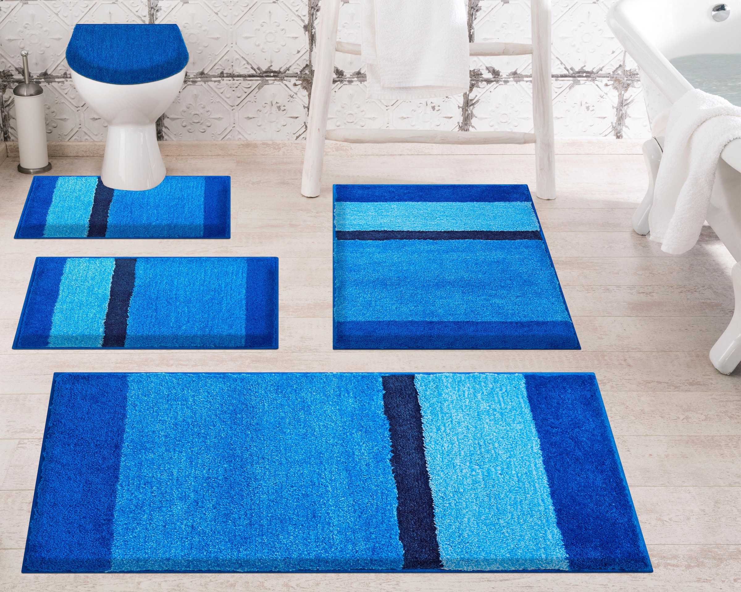 Grund Badematte »Room«, rutschhemmend beschichtet, fussbodenheizungsgeeignet, besonders dichter Flor, Badematte mit Streifen