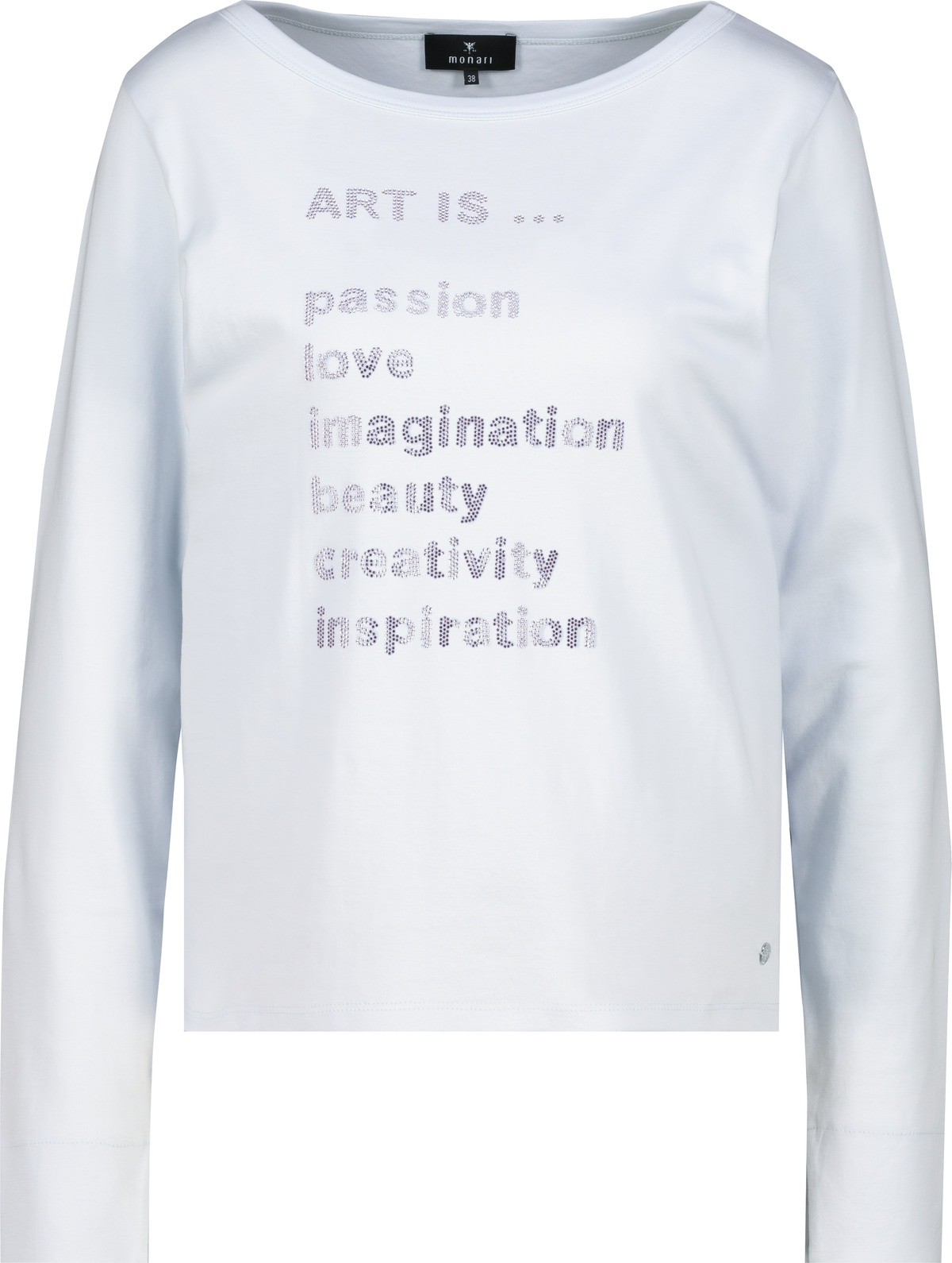 Monari T-shirt à manches longues »Shirt Schmuckschrift« Regular fit mit U-Boot-Ausschnitt