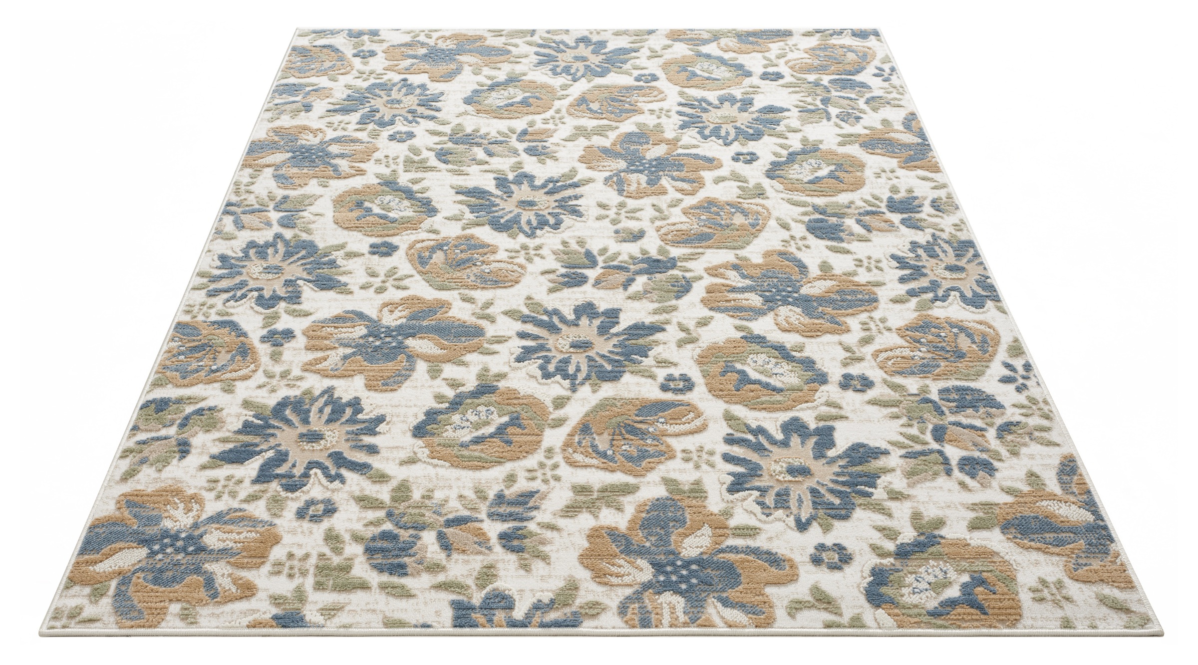 GOODproduct Teppich »Ellodie, Hoch-Tief-Struktur« rechteckig 7 mm Höhe Blumen, Floral, bunt, Wohnzimmer, Schlafzimmer, Esszimmer