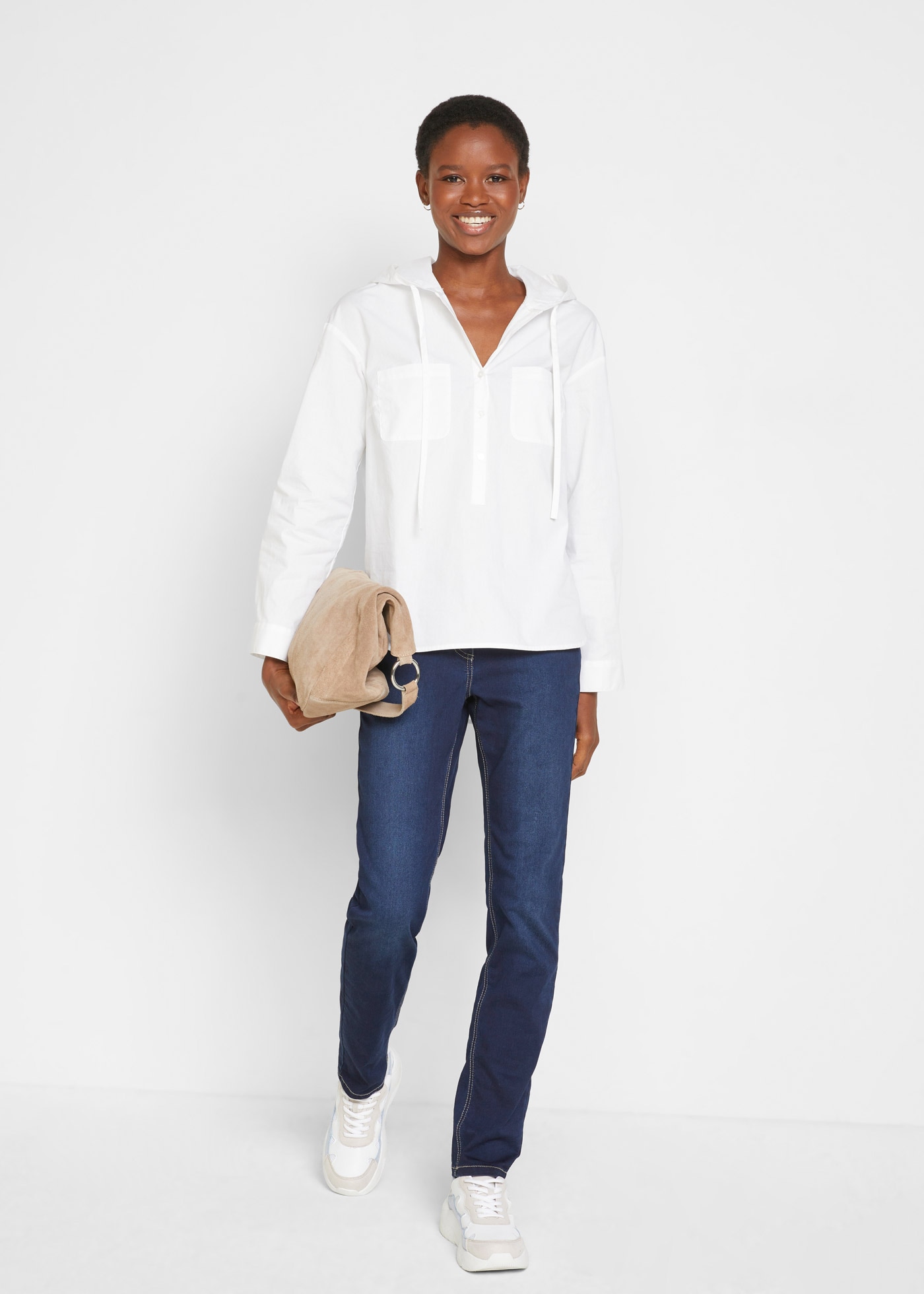 bonprix Tunika 1 mit Kapuze, lässig geschnitten, mit langem Arm