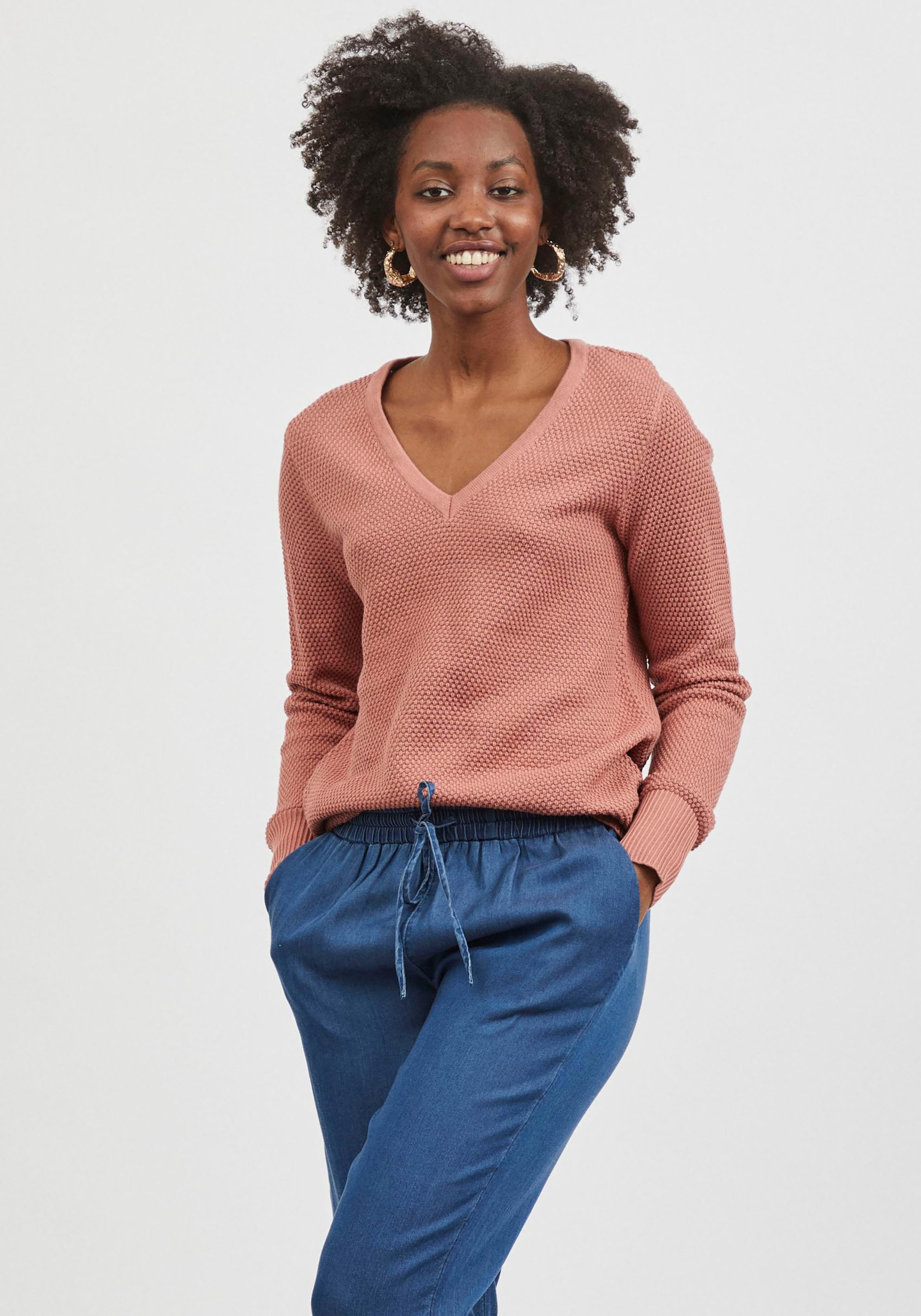 Image of Vila V-Ausschnitt-Pullover »VICHASSA V-NECK«, mit Strickmuster bei Ackermann Versand Schweiz