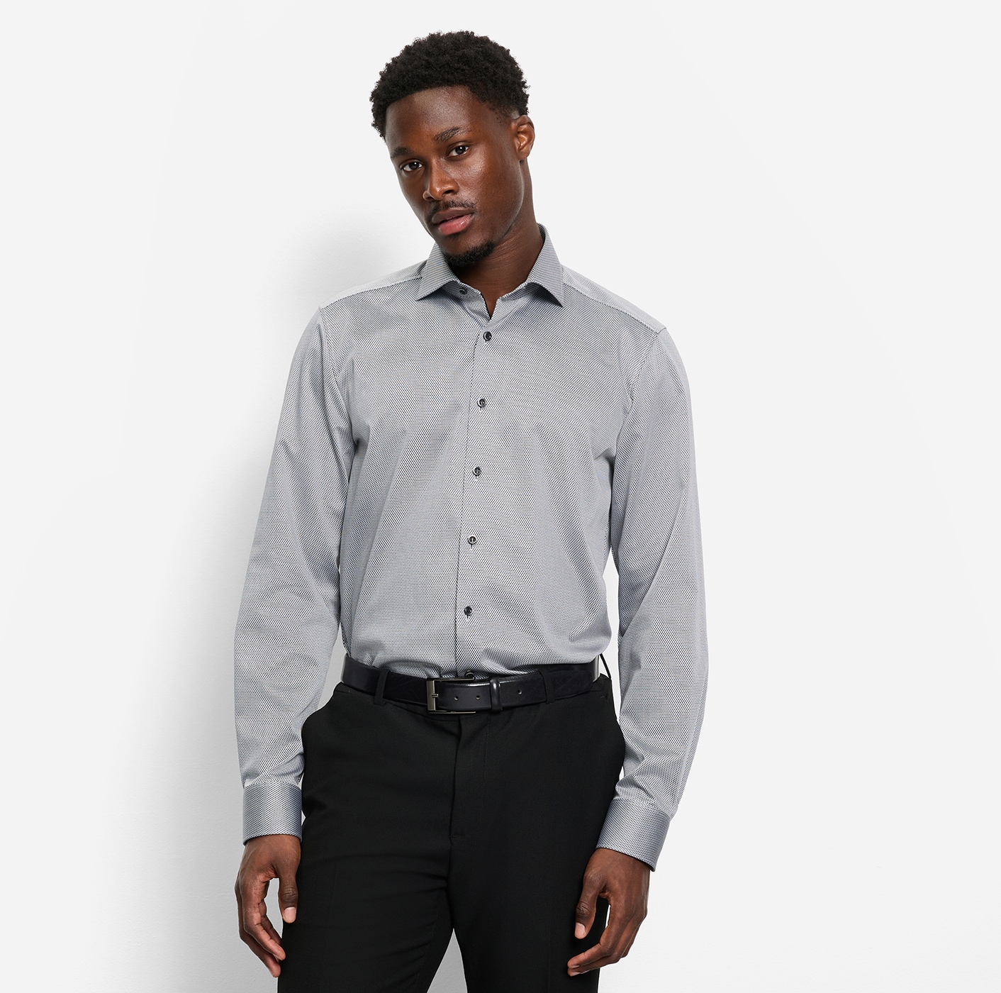 Image of OLYMP Langarmhemd "Level Five" body fit, Businesshemd, Minimalprint, Royal-Kentkragen
