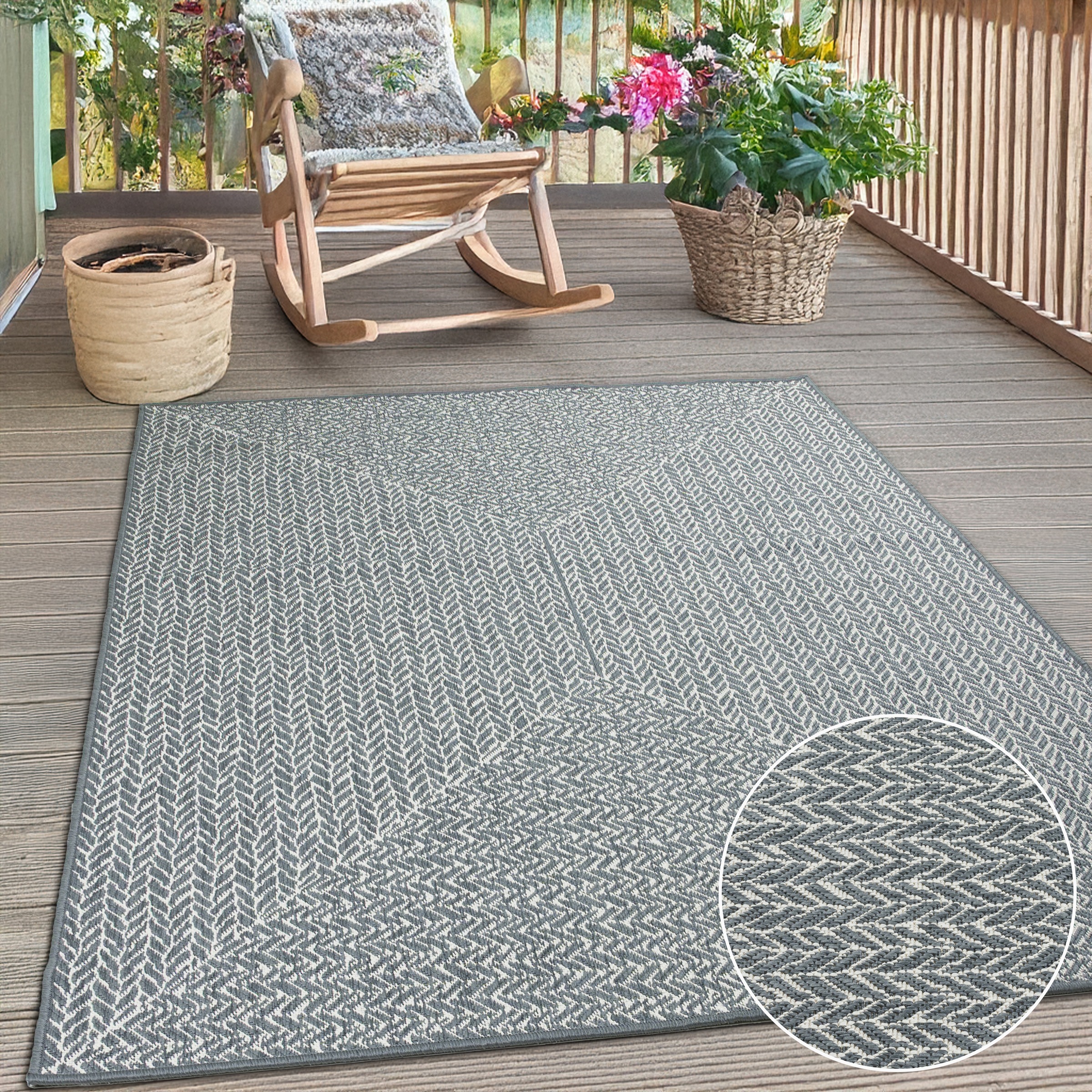 GOODproduct Teppich »Matts Wende-Teppich in Strick-Optik auch für Balkon und Terrasse« rechteckig 5 mm Höhe In- und Outdoor geeignet, Wetterfest & UV-beständig,