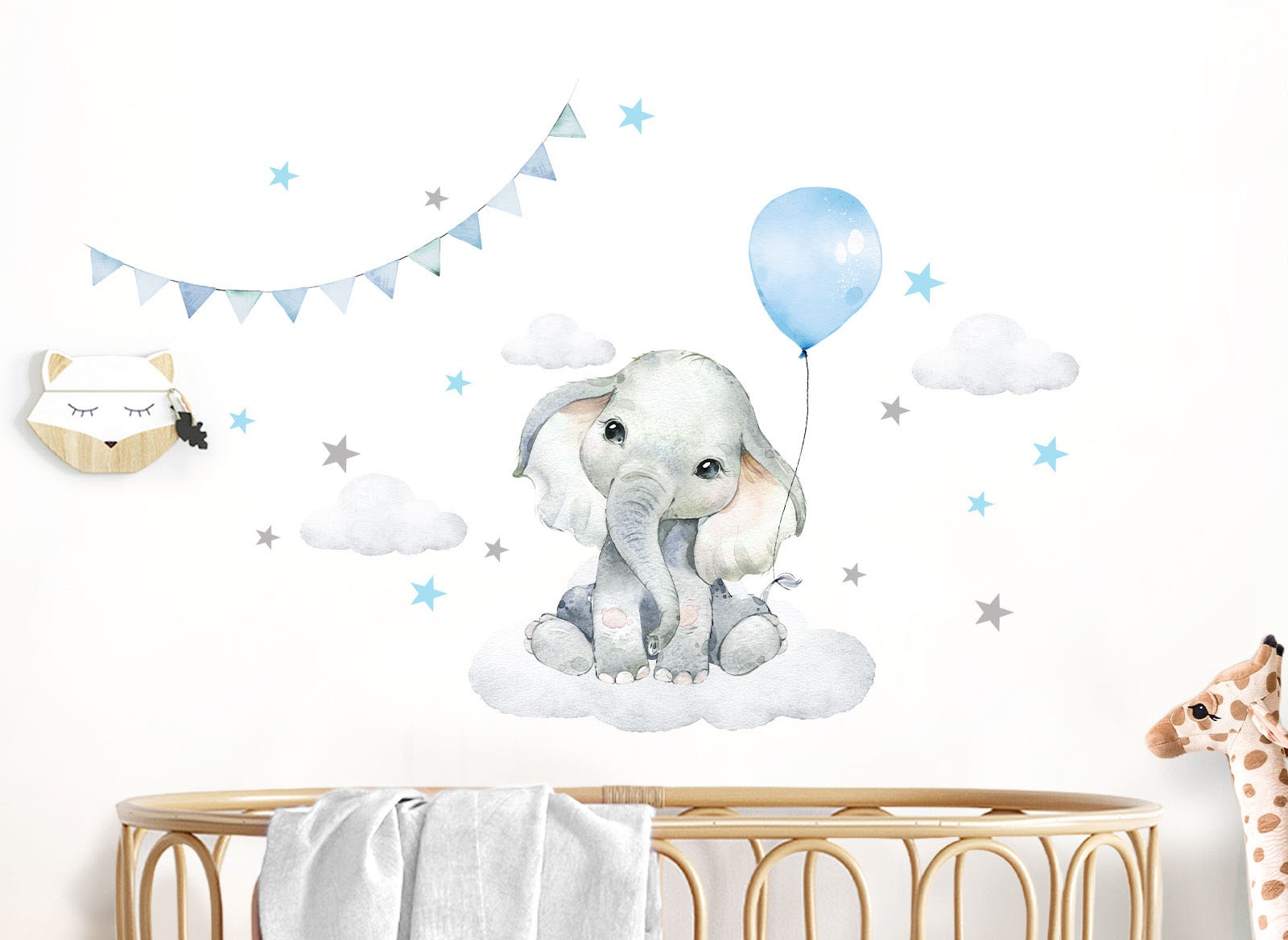 Image of little DECO Wandtattoo »Little Deco Wandtattoo Elefant mit Luftballon blau & Sterne« bei Ackermann Versand Schweiz