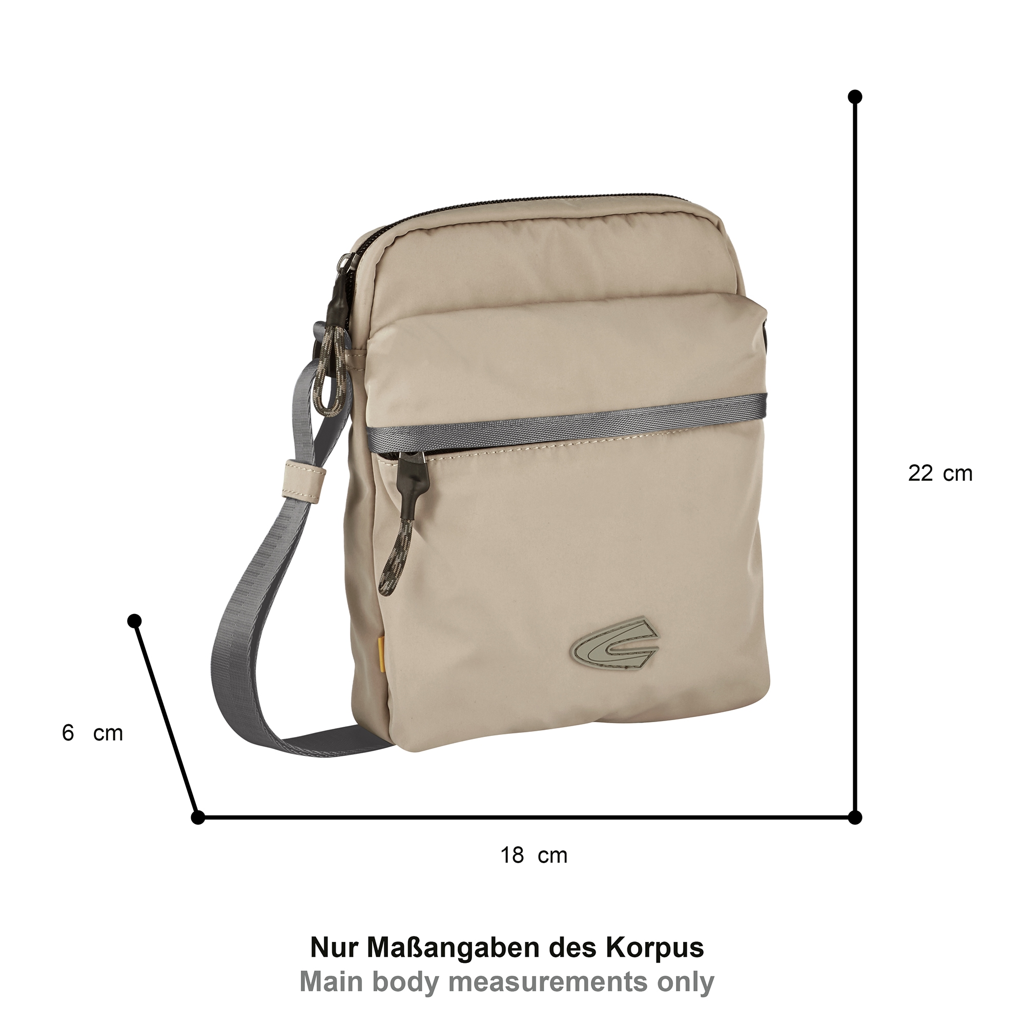 camel active Sac à bandoulière »Terra« aus recyceltem Nylon und voluminös aufgesetzten Taschen