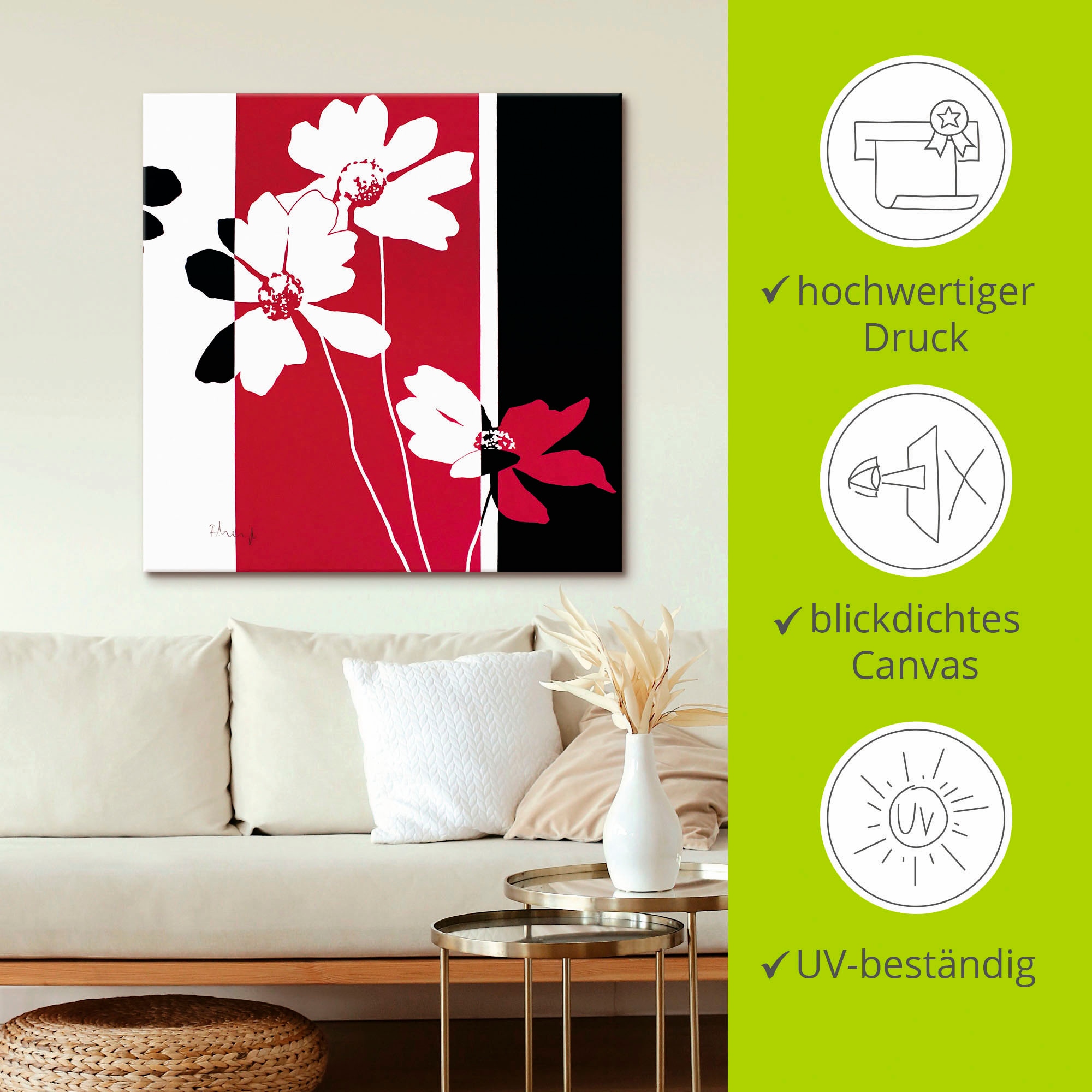 Artland Leinwandbild »Blumen Zusammensetzung II« Blumen 1 Stk. tlg. auf Holzrahmen gespannt