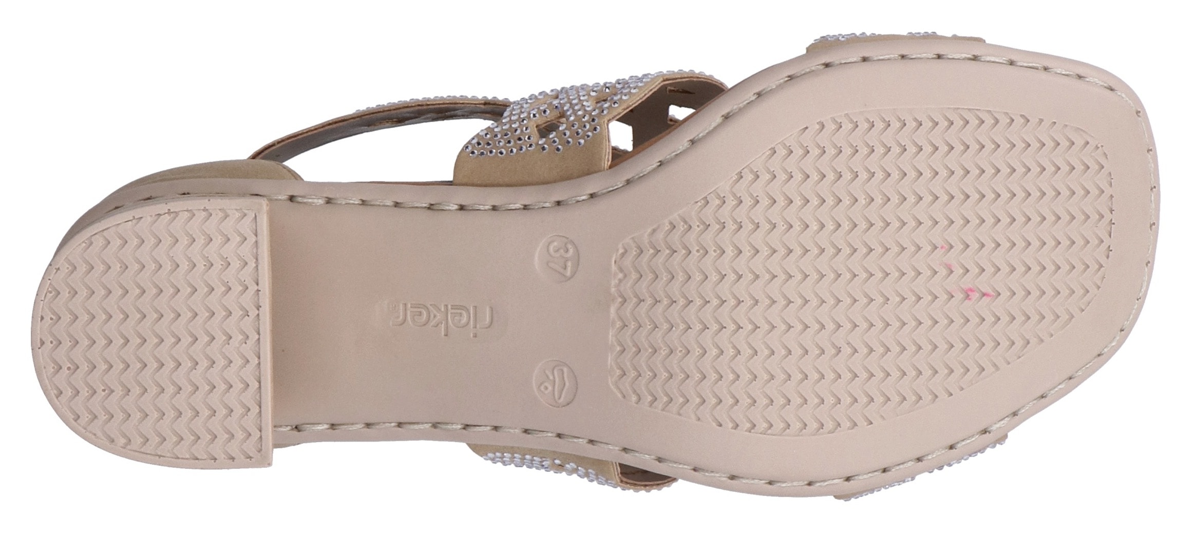 Rieker Sandales  chaussure d'été, sandale à tige, chaussure de vacances, talon bloc avec pierres pailletées