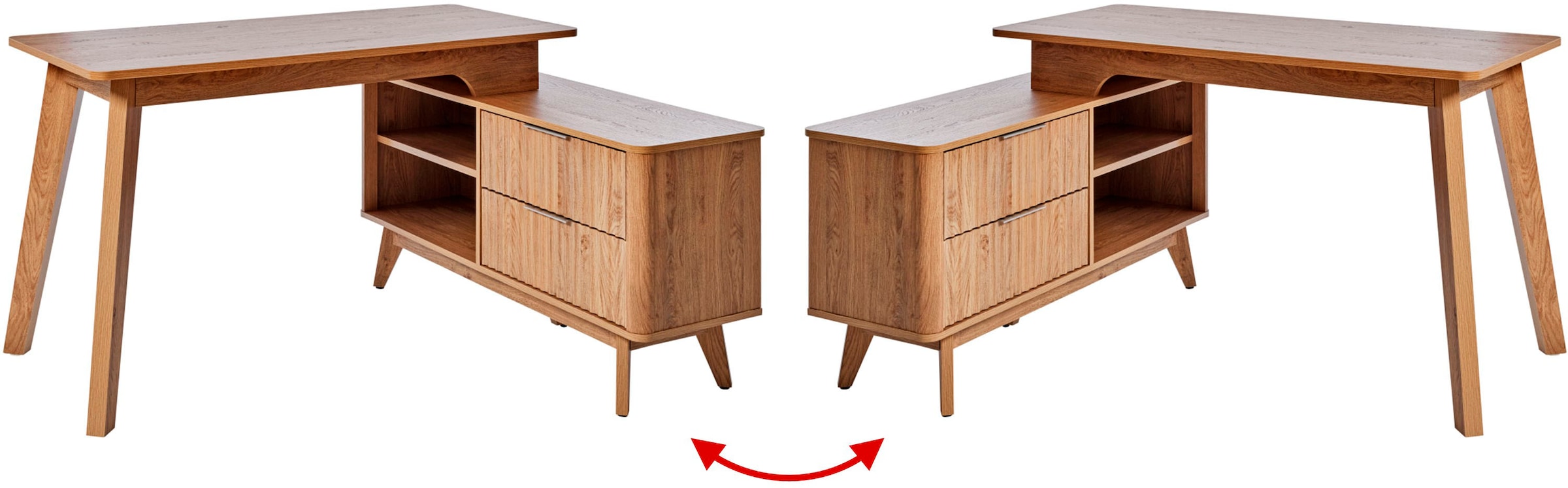 Jahnke Eckschreibtisch »WAVE C 150 E« 1 Stk. tlg. Eckschreibtisch, Fronten in Wellendesign, wechselseitig montierbar