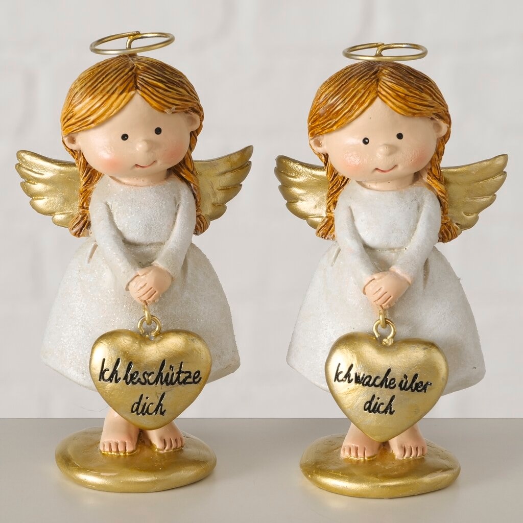 GOODproduct Dekofigur »2er-Set, Glücksbringer mit handgemalten Details und Schriftzügen« Schutzengel, ca. 10cm hoch, liebevolle Geschenkidee