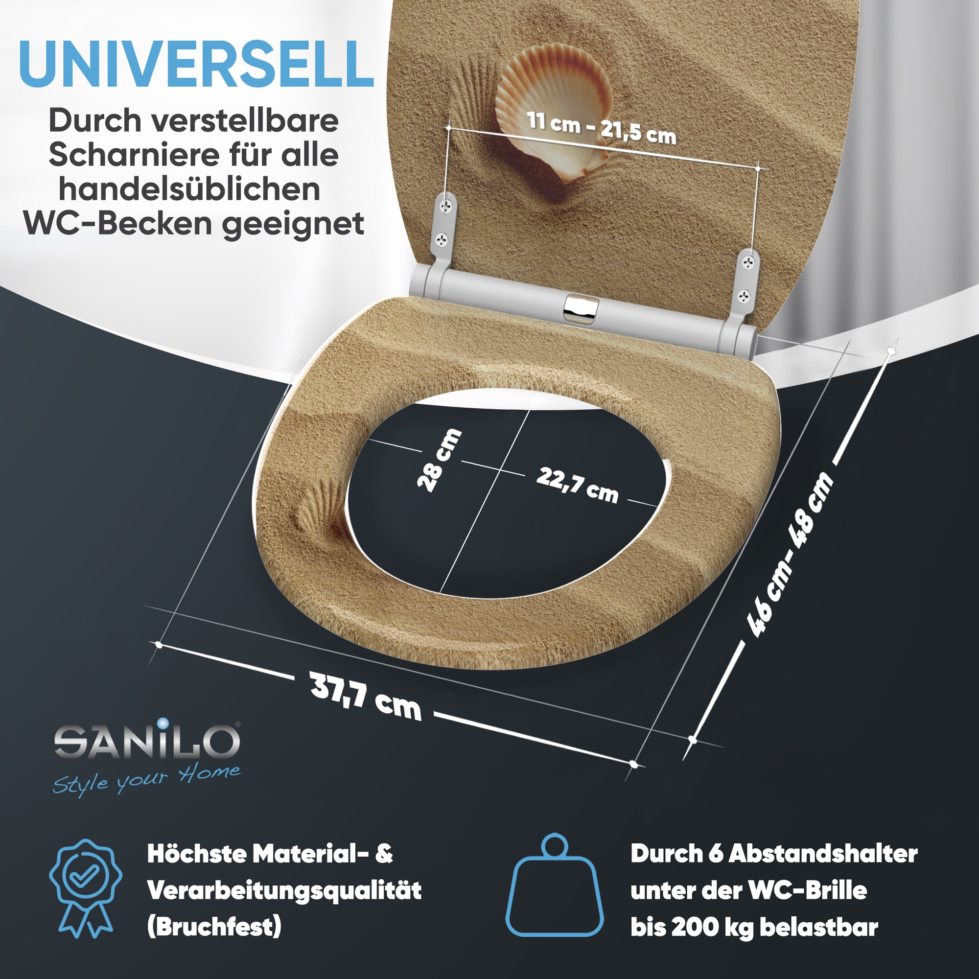 Sanilo WC-Sitz »Clam mit Absenkautomatik & Quick Release« Premium Toilettendeckel, abnehmbar, leichte Montage von oben