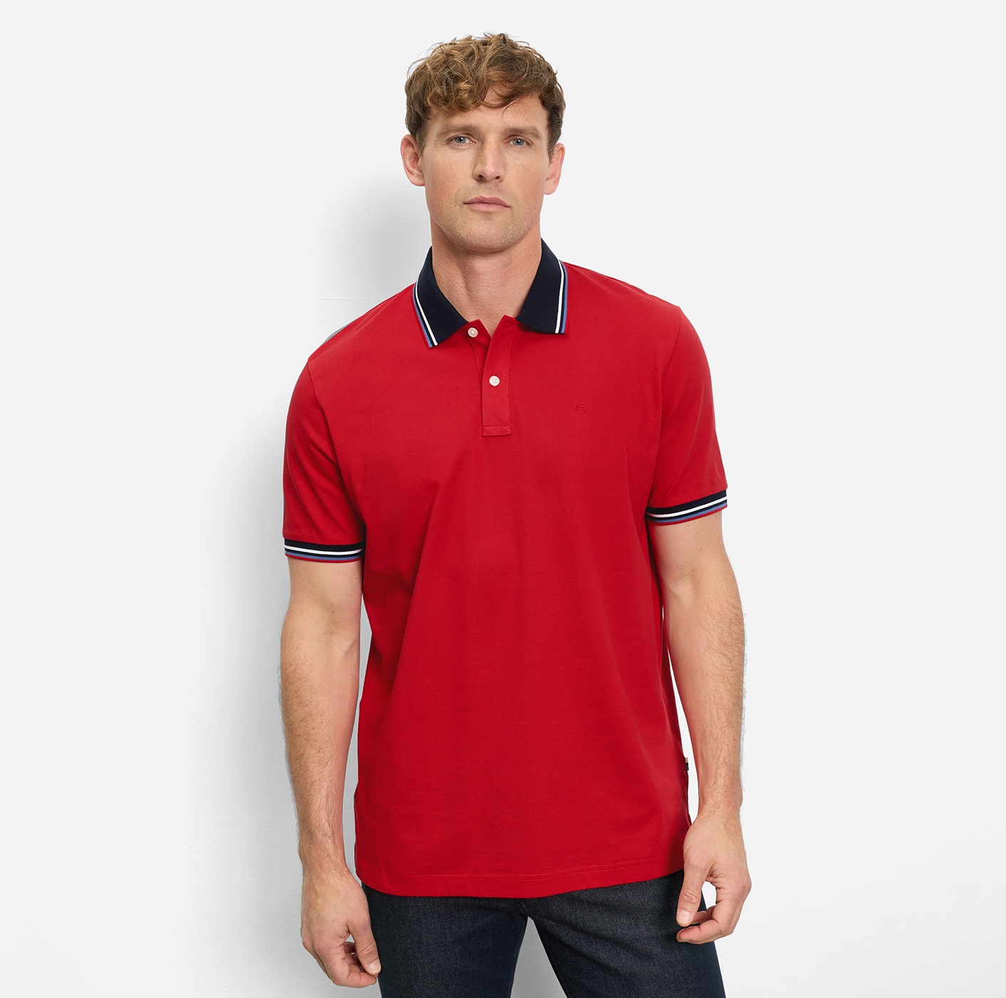 Image of OLYMP Poloshirt "Casual" farbliche Kontrast-Details