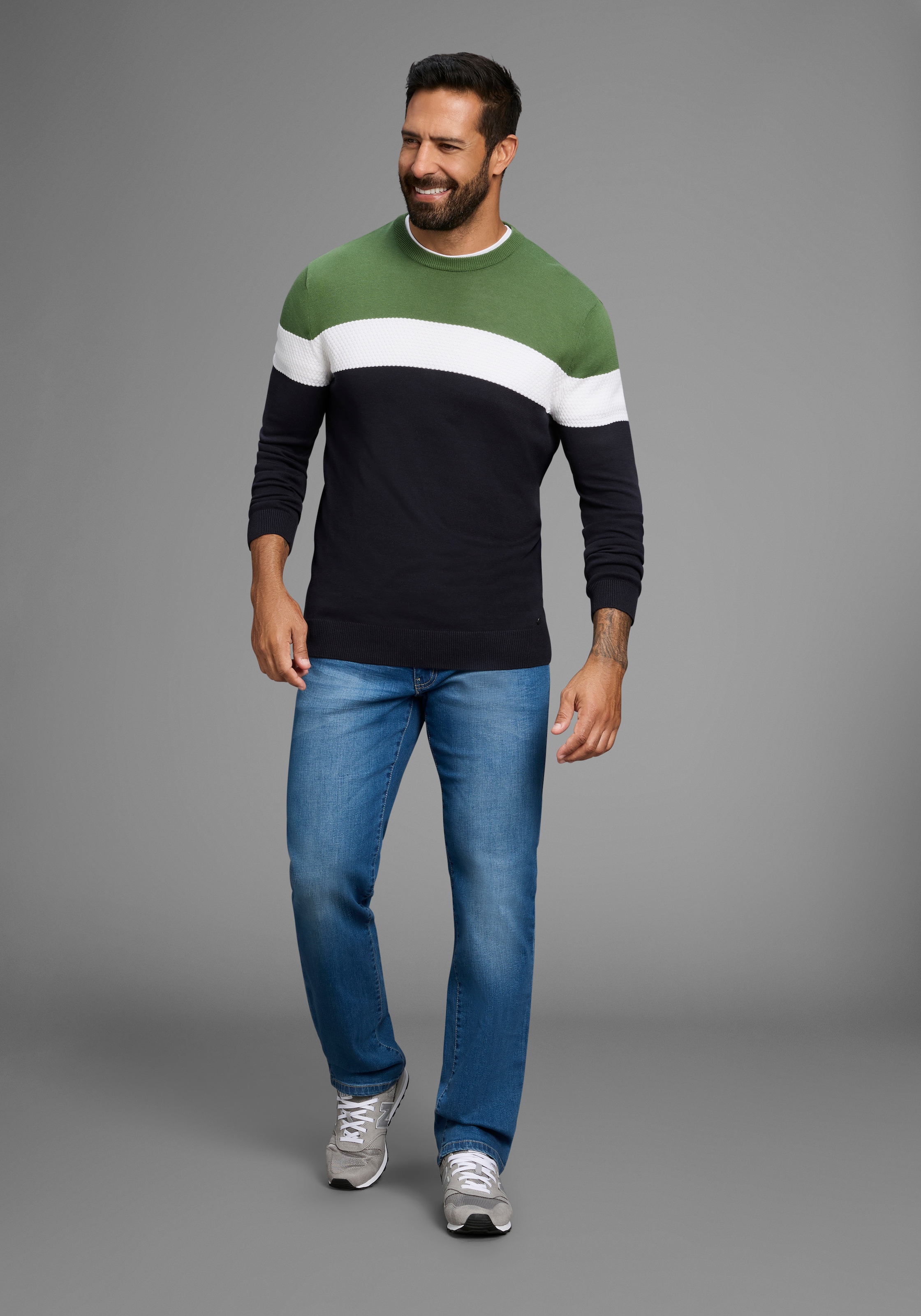 H.I.S Rundhalspullover »neue Farben!« Colorblocking, in leichter Strickqualität