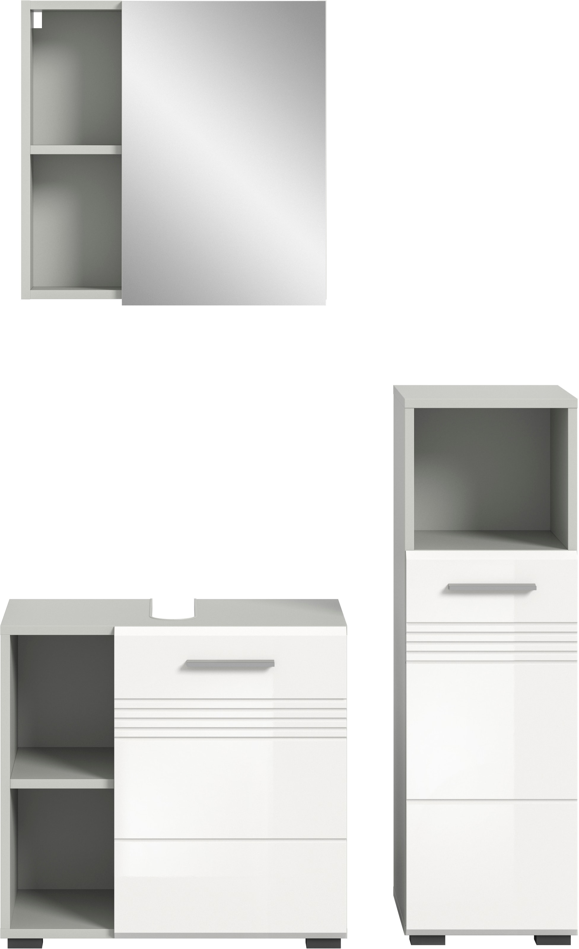 welltime Badmöbel-Set »Calicio, bestehend aus: Waschbeckenunterschrank, Spiegelschrank« 3 Stk. tlg.