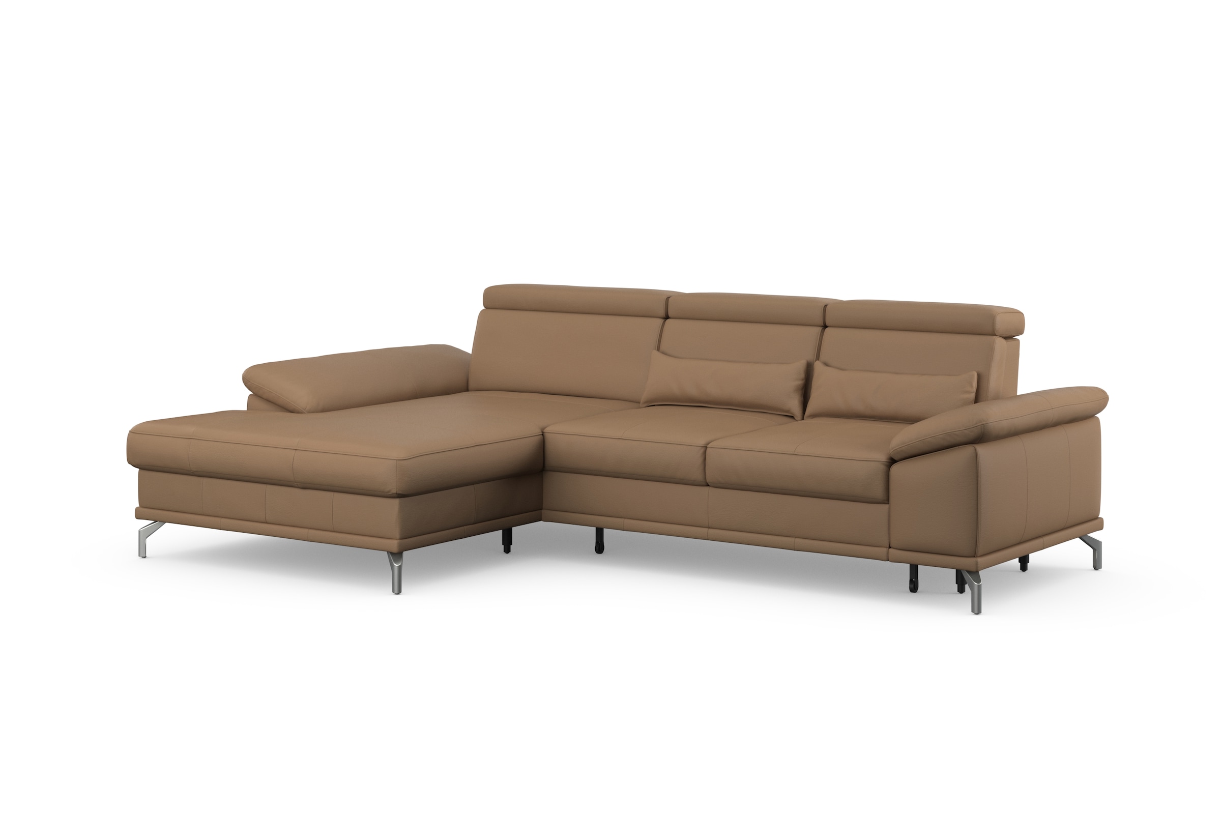 sit&more Ecksofa »Cabrio L-Form, mit Sitztiefenverstellung, Arm- und Kopfteilverstellung«, 2 Nierenkissen, Federkern, optional Bettfunktion und Stauraum