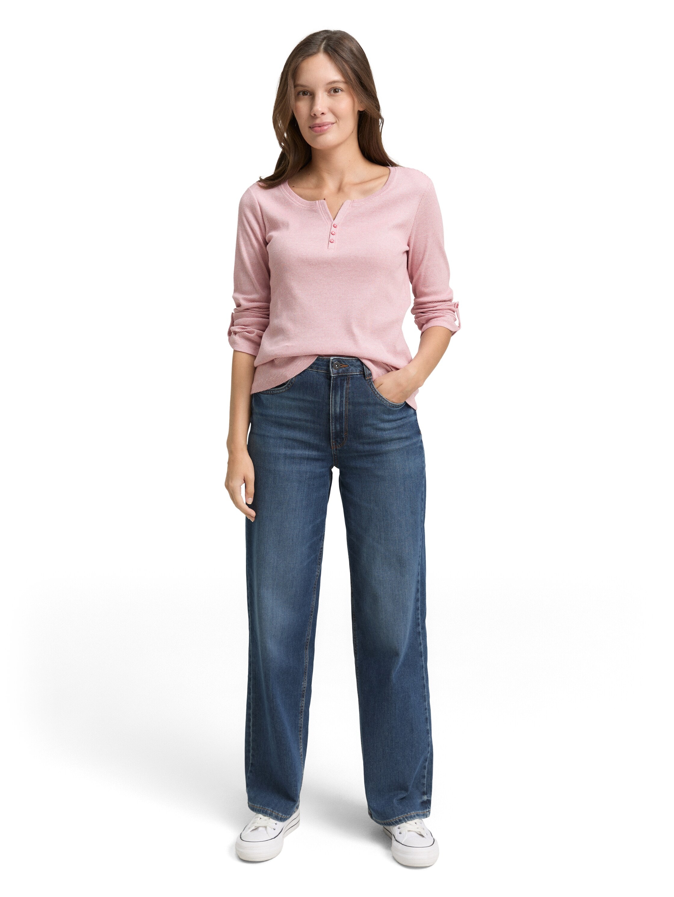TOM TAILOR T-shirt Henleys avec revers de manche