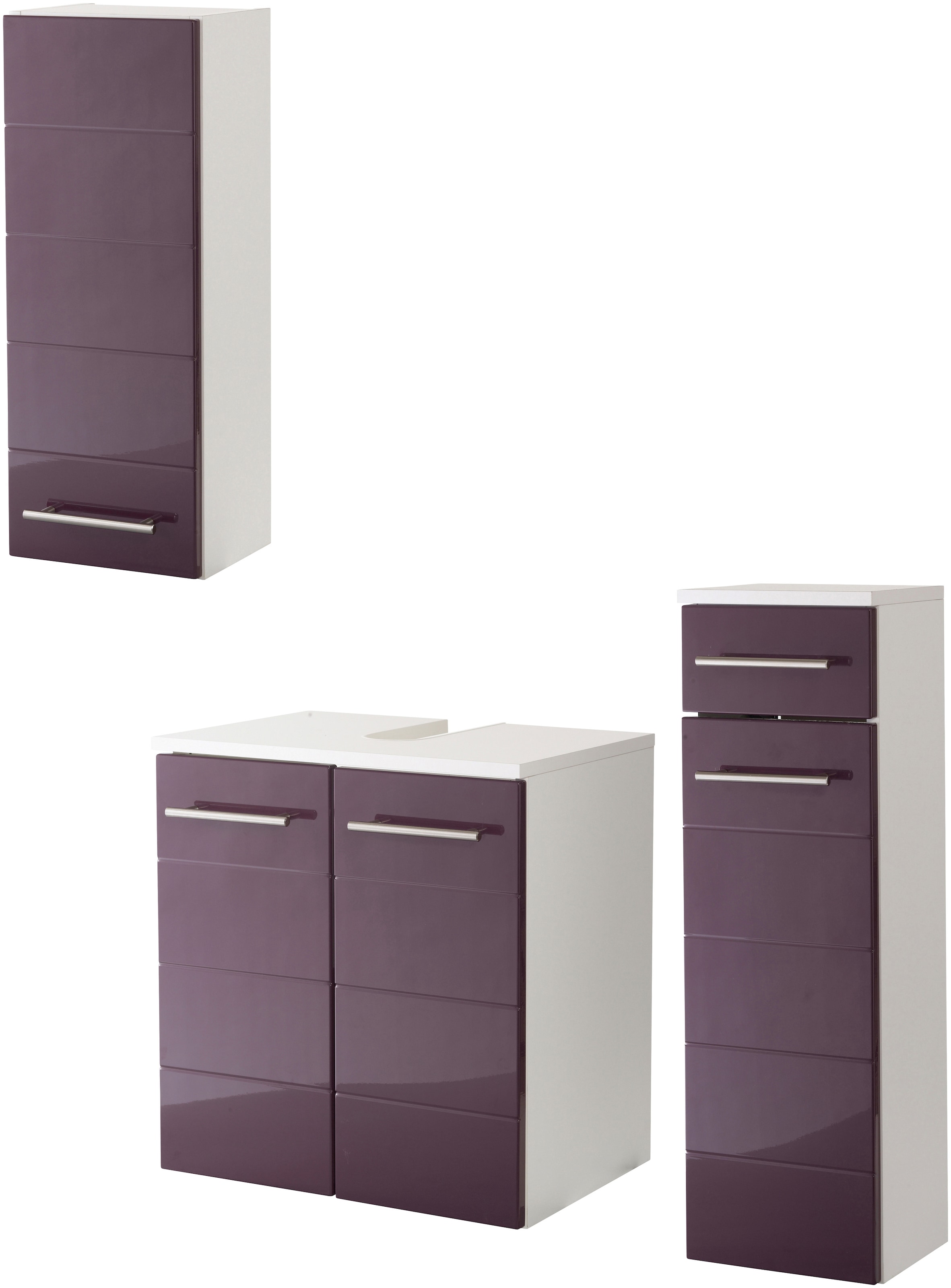 Image of HELD MÖBEL Badmöbel-Set »Porto«, (3 St.), in 3 Farbvarianten, hochglanz Fronten bei Ackermann Versand Schweiz