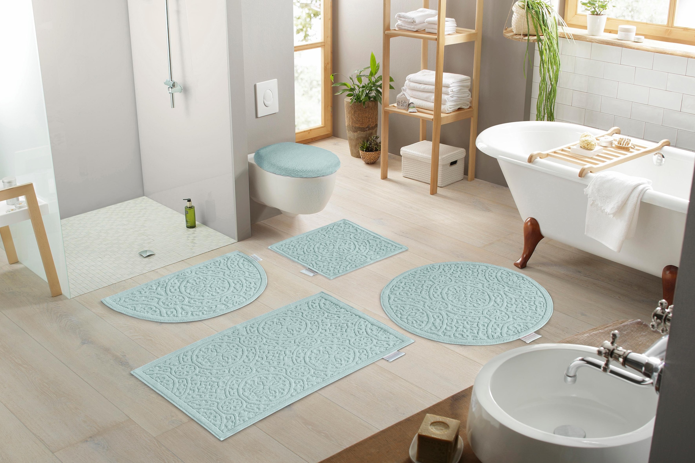 Guido Maria Kretschmer Home&Living Badematte »Garden Pastels«, rutschhemmend beschichtet, fussbodenheizungsgeeignet-schnell trocknend-strapazierfähig, Badteppich, Hoch-Tief-Effekte, auch als 2 tlg. Set erhältlich
