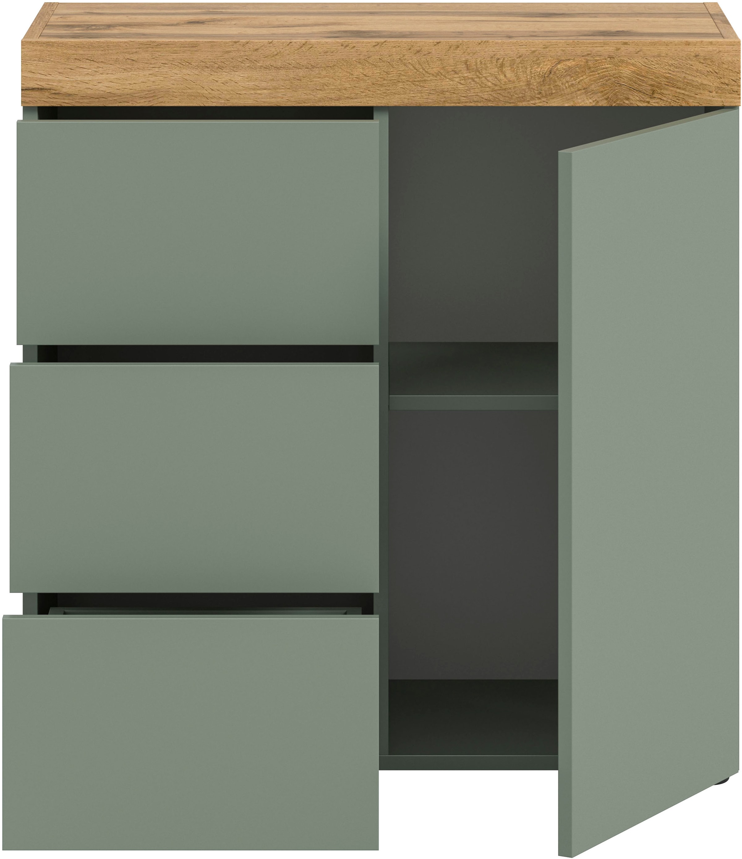 GOODproduct Kommode »MAMBO, Breite 77cm, 1 Tür, 3 Schubkästen, push-2-open« 2 farbige Ausführung, in verschiedenen Farben erhältlich, 1 Stk. tlg. Kommode, Anrichte, Wohnzimmer, Schlafzimmer