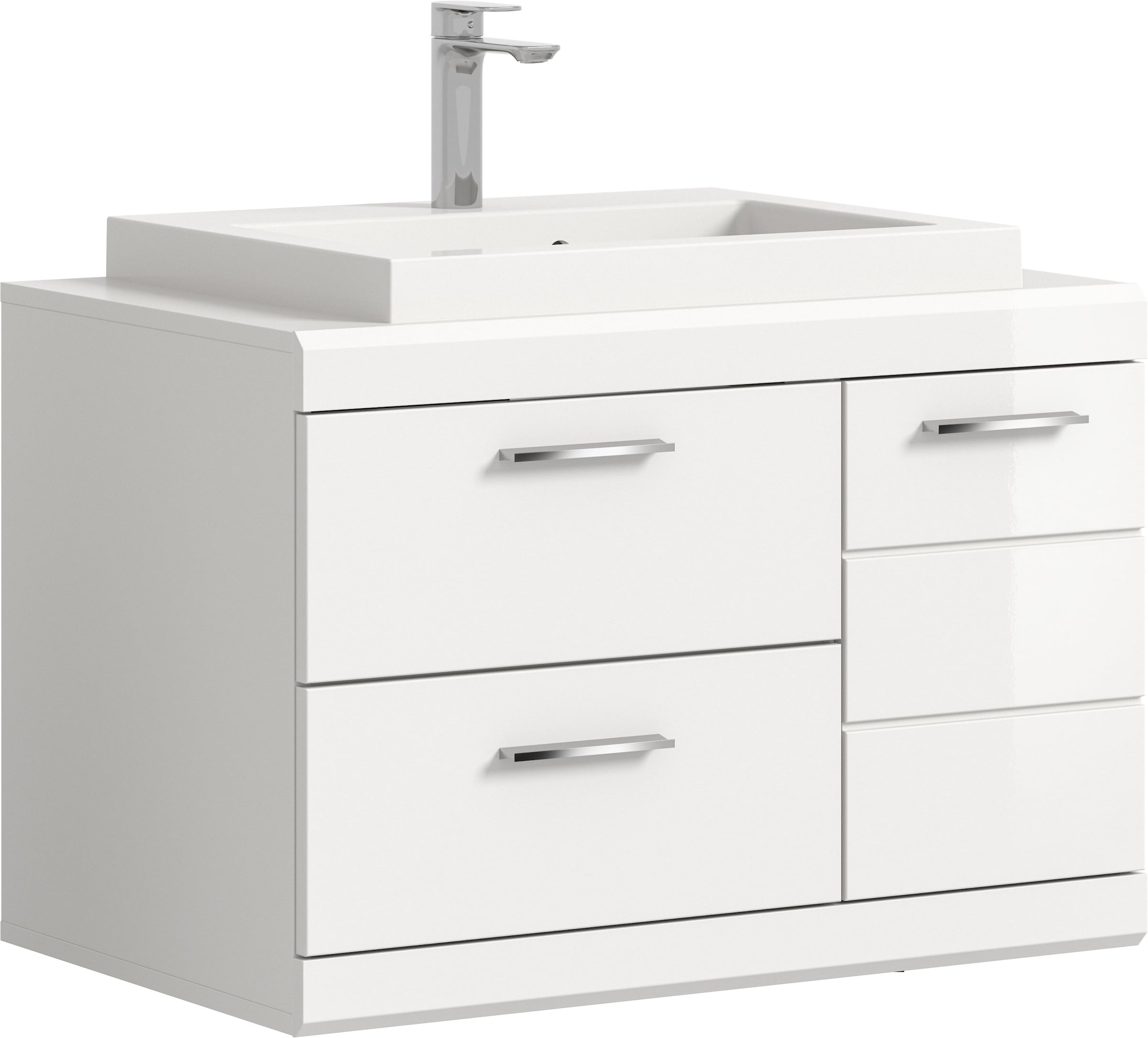 Image of welltime Waschtisch "SIENA, hängend, inkl. Aufsatzwaschbecken, Breite 80 cm, MDF-Front" WBU, Badmöbel, Badschrank, Kommode, Unterschrank, Bad, Hängeschrank