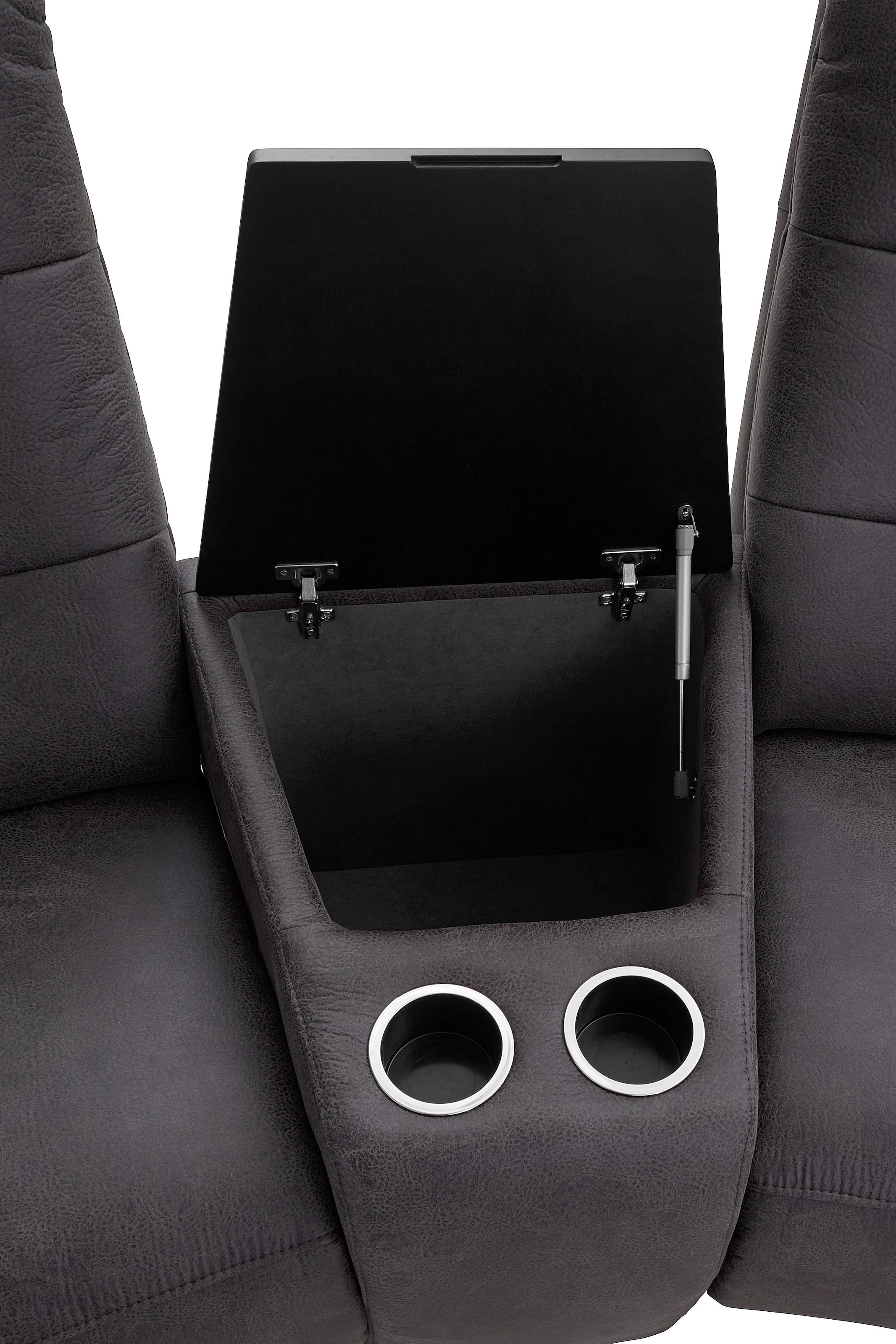 exxpo - sofa fashion 3-Sitzer »Tivoli, Kinosofa mit Relaxfunktion, mit Ablagetisch und Stauraum«, bequem und komfortabel, hohe Rückenlehne
