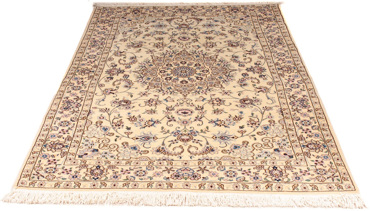 Image of morgenland Orientteppich »Perser - Nain - Royal - 212 x 132 cm - beige«, rechteckig, 10 mm Höhe, Wohnzimmer, Handgeknüpft, Einzelstück mit Zertifikat bei Ackermann Versand Schweiz