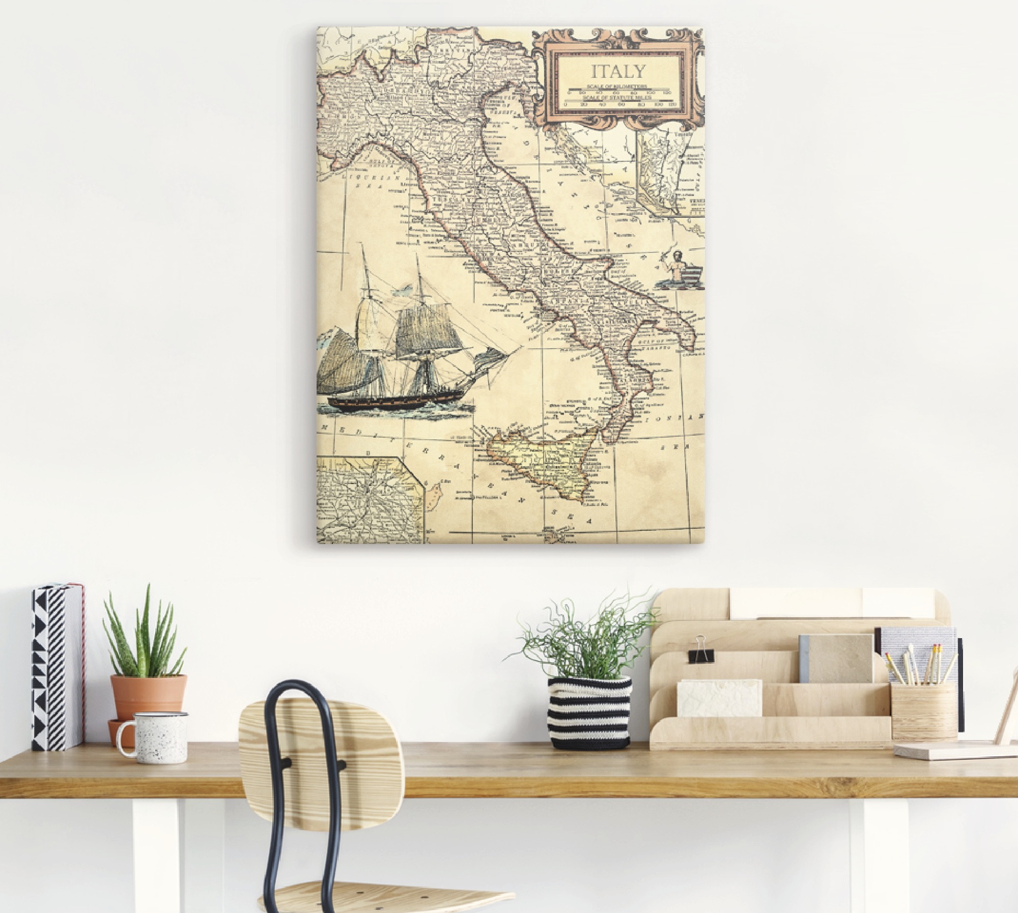 Artland Wandbild »Italienkarte«, Landkarten, (1 St.), als Leinwandbild, Poster in verschied. Grössen