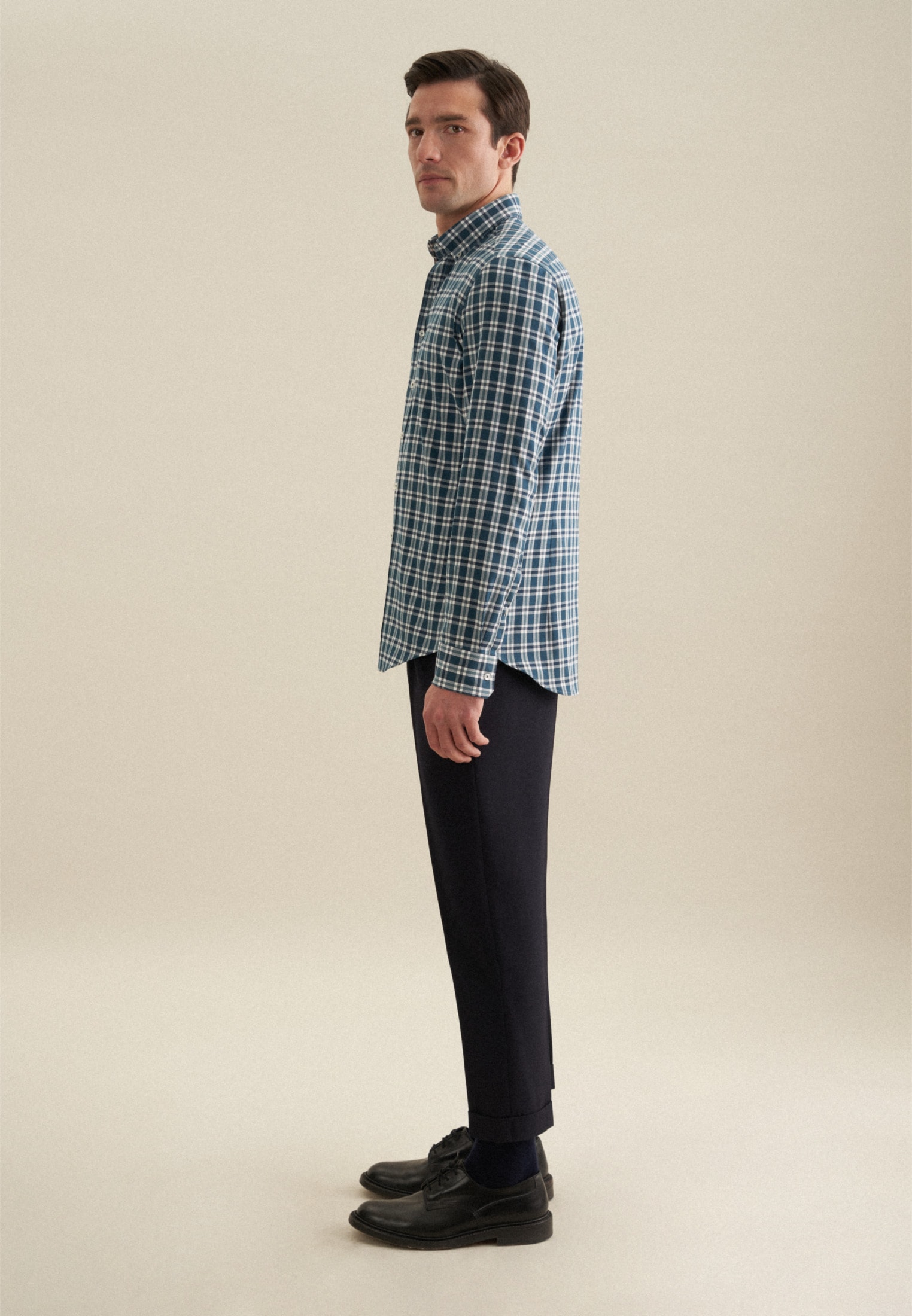 seidensticker Flanellhemd »Slim«, Slim Langarm Button-Down-Kragen Karo