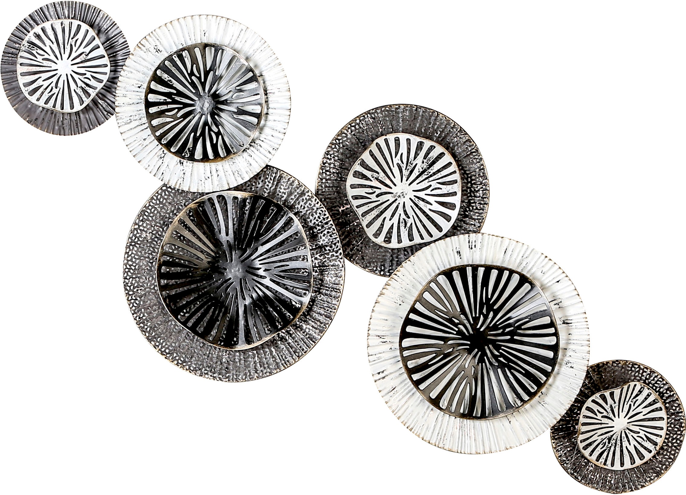 Image of GILDE Wanddekoobjekt »Wandrelief Circolo«, (1 St.), Wanddeko, aus Metall, bestehend aus 6 runden Elementen, dekorativ im Esszimmer & Wohnzimmer bei Ackermann Versand Schweiz