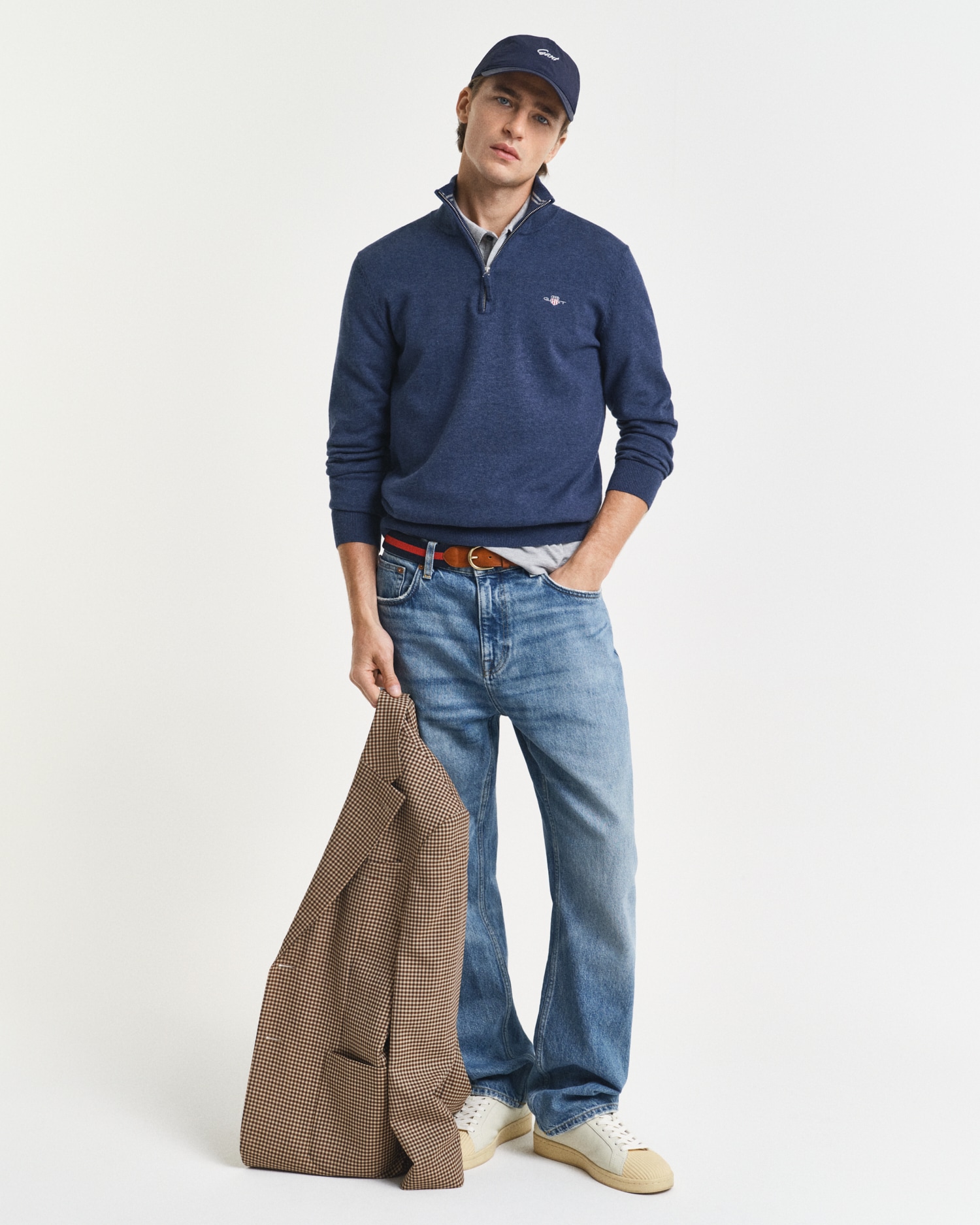 Gant Troyer »CLASSIC COTTON HALF ZIP« mit gerippten Details