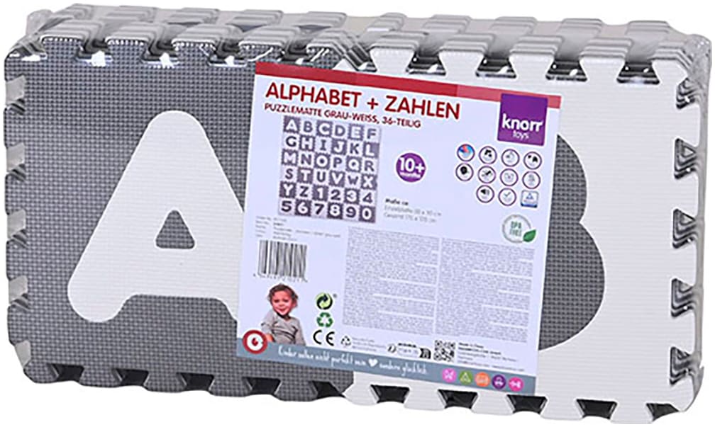 Knorrtoys® Puzzle »Alphabet + Zahlen, grau-weiss«, Puzzlematte, Bodenpuzzle