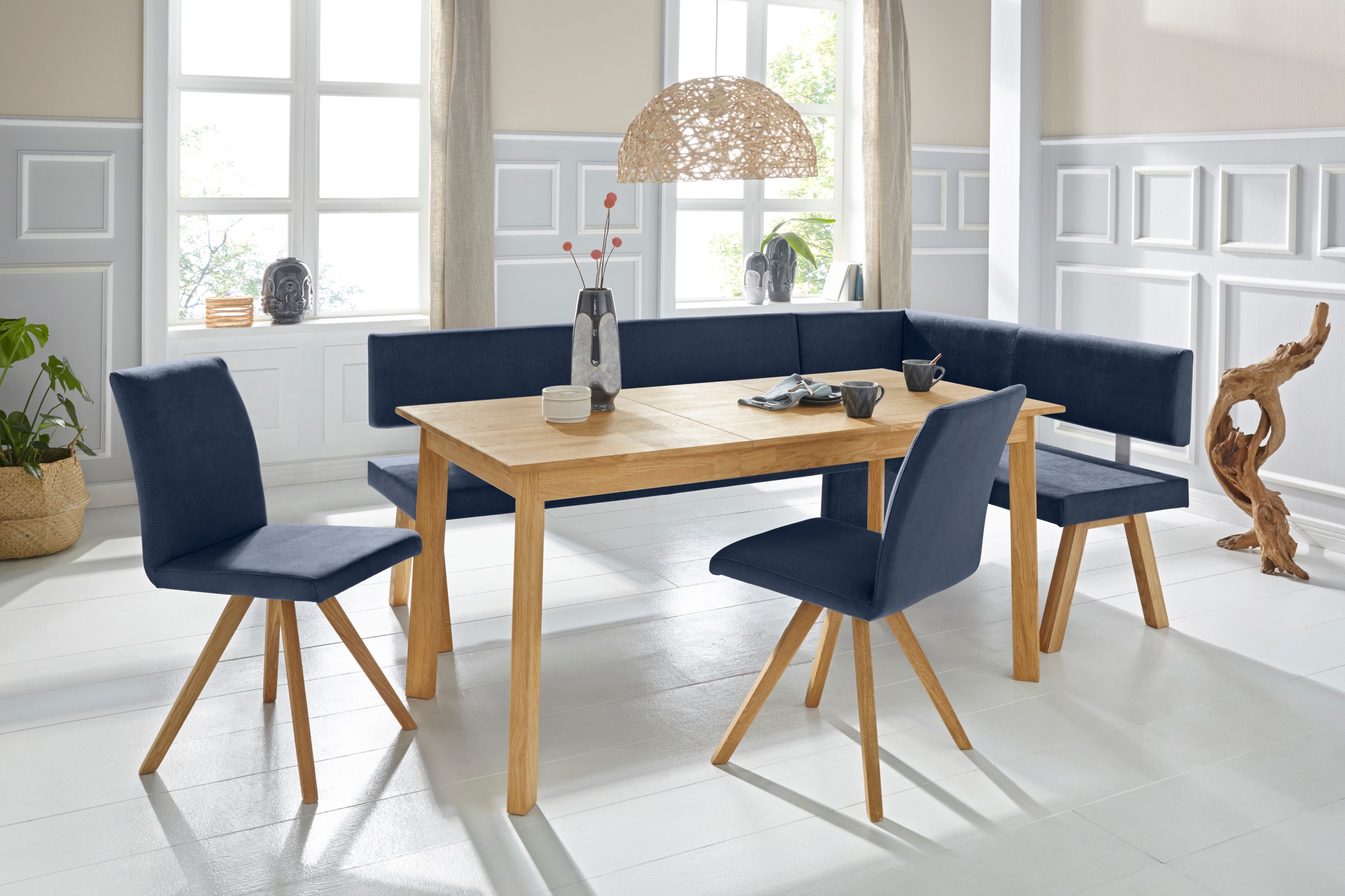 Home affaire Eckbank »Rio« Massivholz in Eiche geölt, Esszimmerbank bequem gepolstert