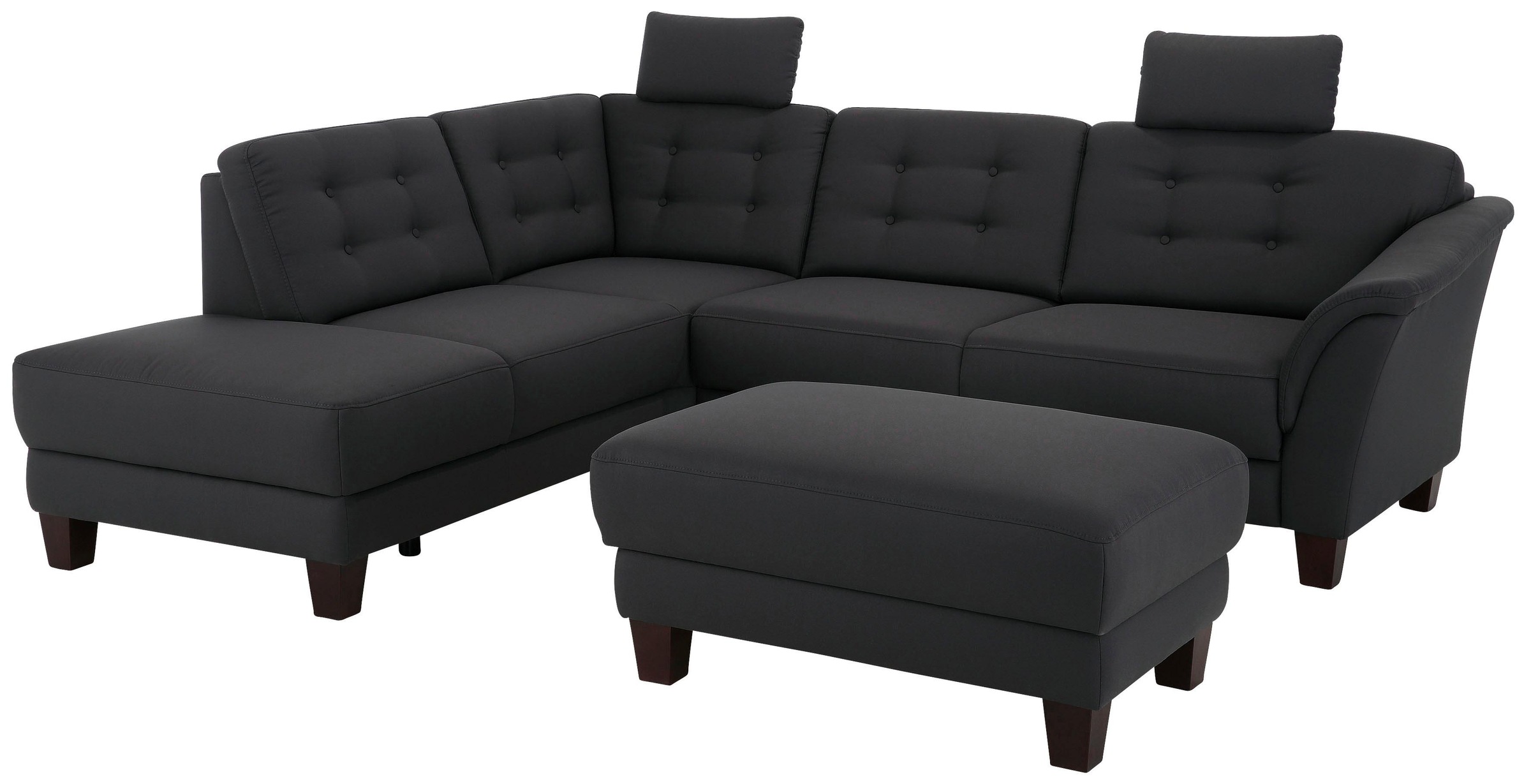 Home affaire Ecksofa »Trondheim L-Form« mit Federkern und Knopfheftung im Rücken, Füsse Buche dunkel