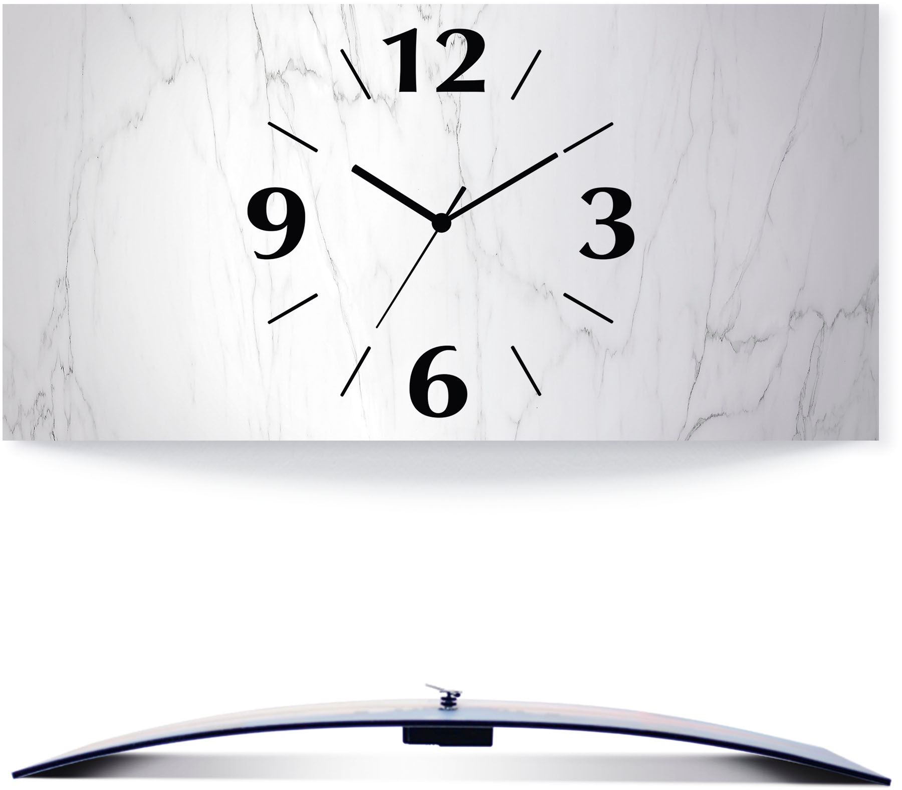 Image of Artland Wanduhr »Weisse Marmor Textur«, 3D Optik gebogen, lautlos, ohne Tickgeräusche, nicht tickend, geräuschlos - wählbar: Funkuhr o. Quarzuhr, moderne Uhr für Wohnzimmer, Küche etc. - Stil: modern bei Ackermann Versand Schweiz