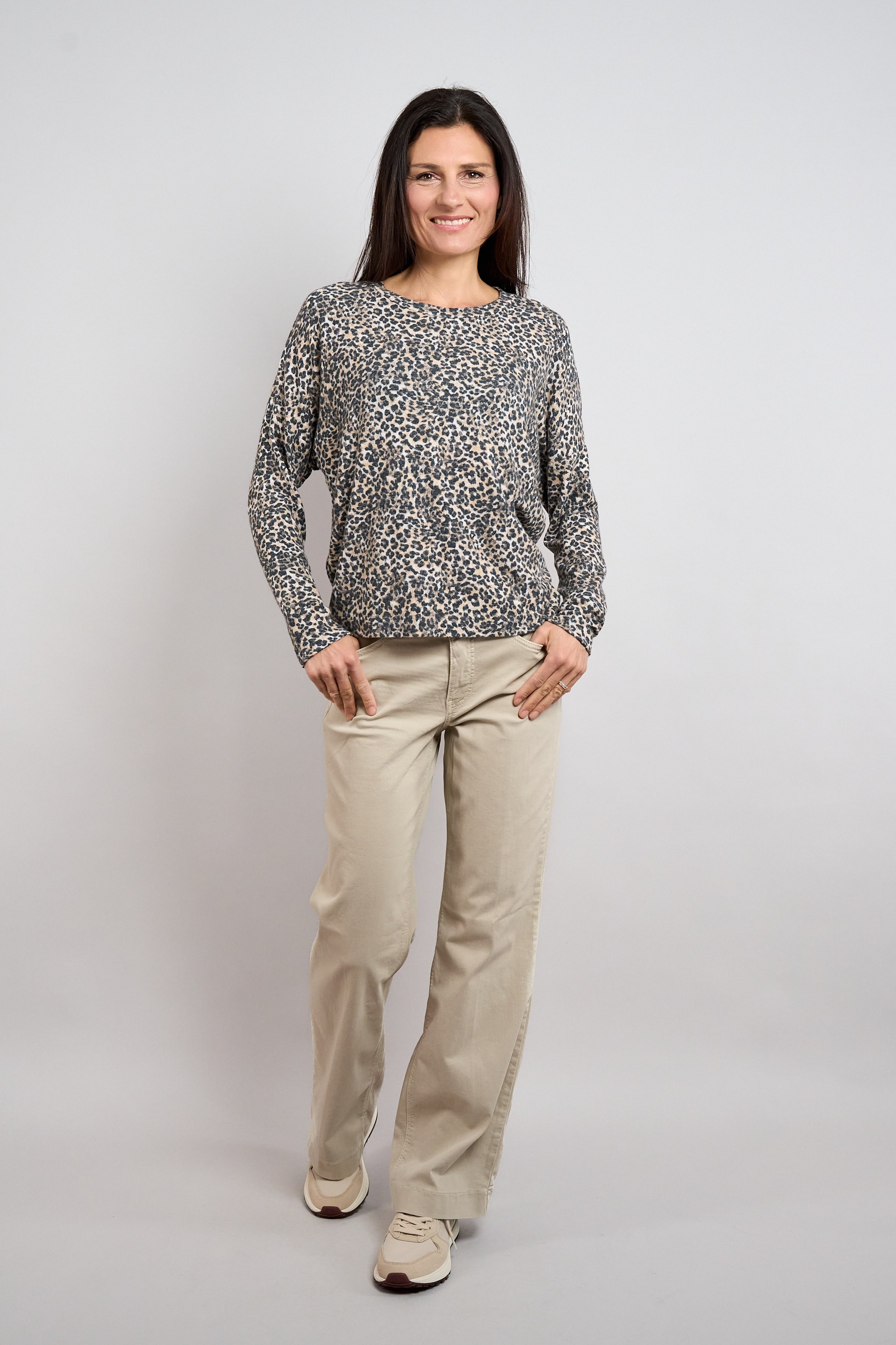 Seidel Moden Strickpullover im Leo-Design und Viskose/Stretch - MADE IN GERMANY