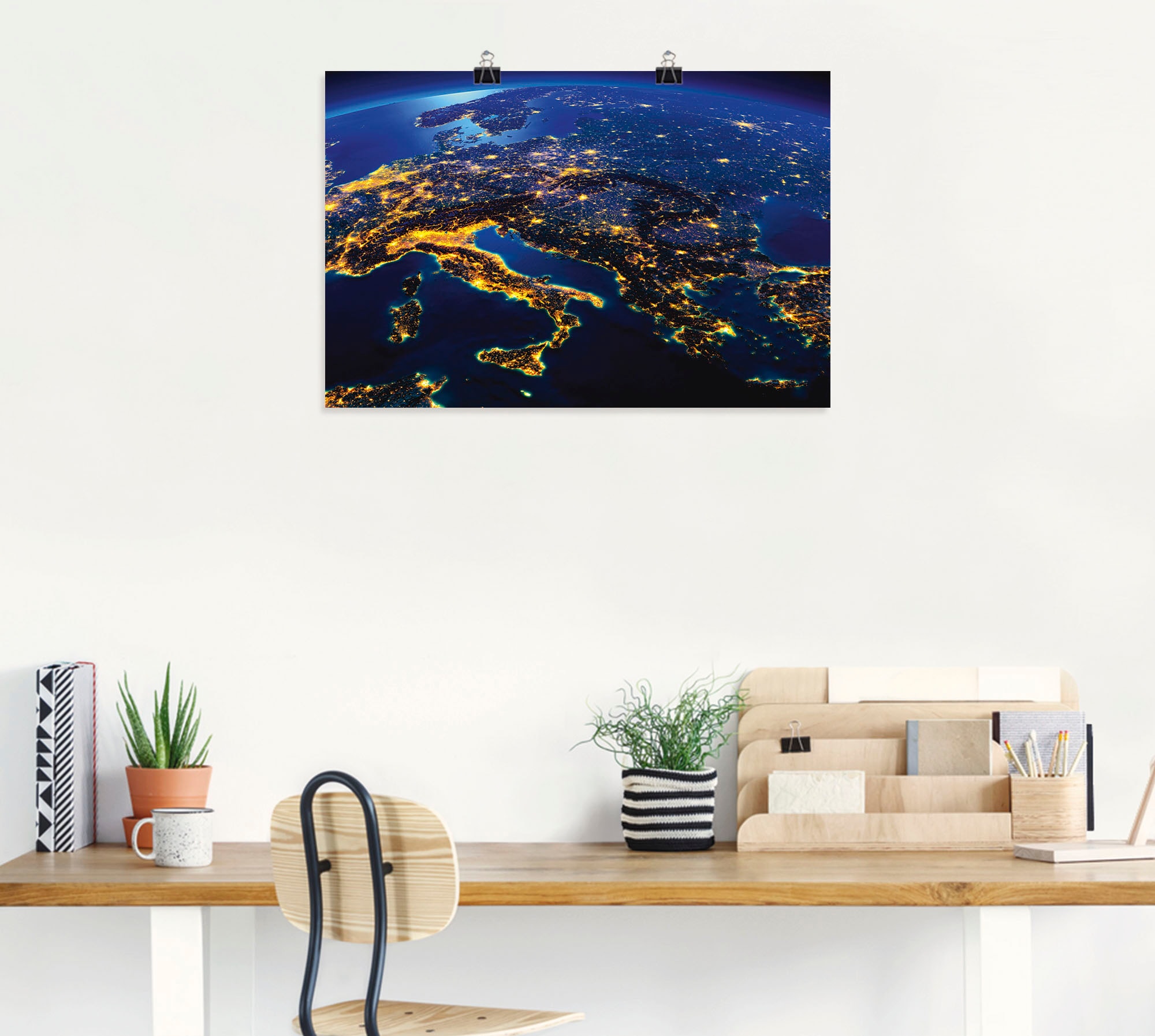 Artland Poster »Südliches Europa vom Weltraum« Weltall & Kosmos 1 Stk. tlg. ohne Rahmen