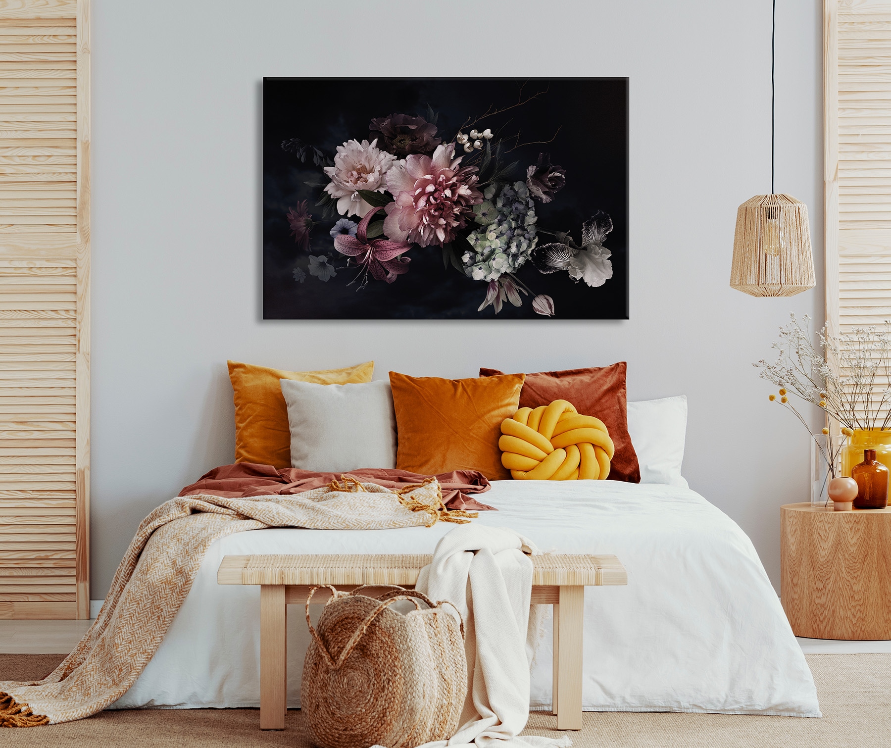 Bönninghoff Tableau sur toile »Wandbild BLUMEN 78x118 cm – Leinwandbild Keilrahmen Deko modern« Fleurs | Images de fleurs | Orchidée 1 cuis tlg. tendu sur châssis