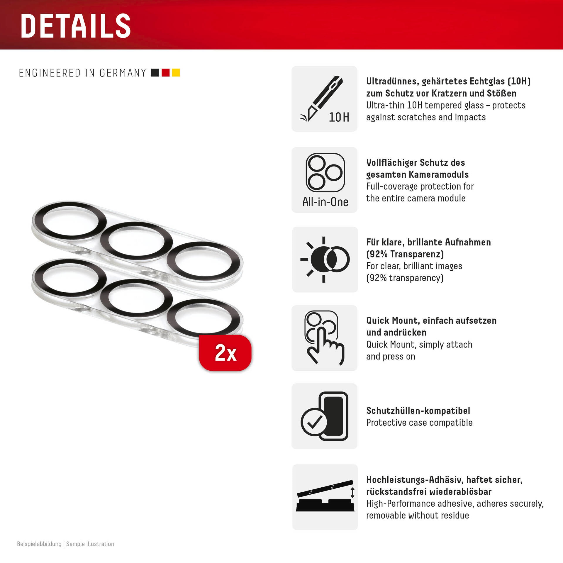 Displex Kameraschutzglas »Camera Lens Glass All-In-One Protector Full Cover« für Samsung Galaxy S25 Packung, 2x All-In-One Glas,  Objektivschutz, Kameraschutz, kratz- & stossfest