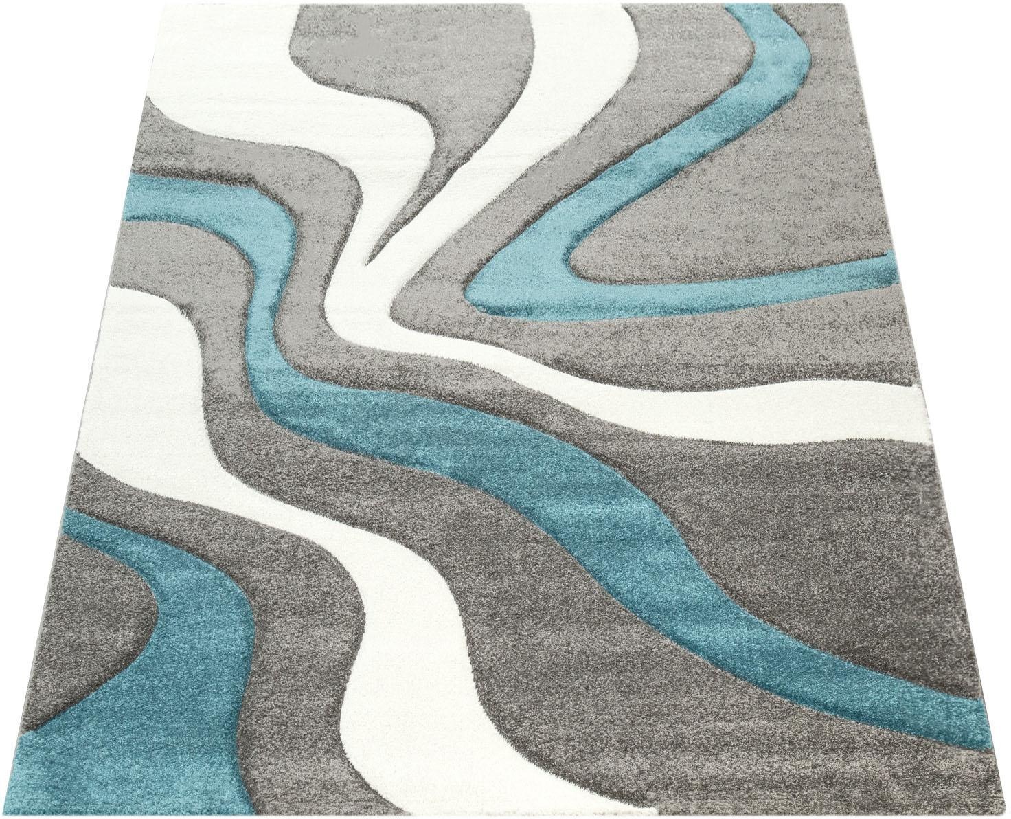 Image of Paco Home Teppich »Diamond 760«, rechteckig, 18 mm Höhe, Kurzflor, 3D-Design, modernes Wellen Muster, ideal im Wohnzimmer & Schlafzimmer bei Ackermann Versand Schweiz